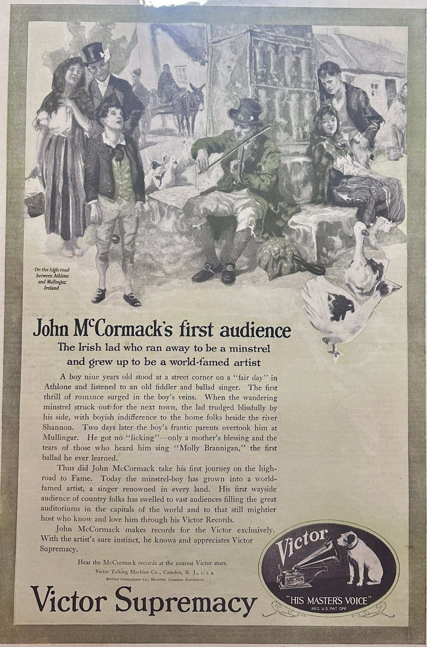 1919 Victor Records - John McCormack - Victor Talking Machine Ad #184