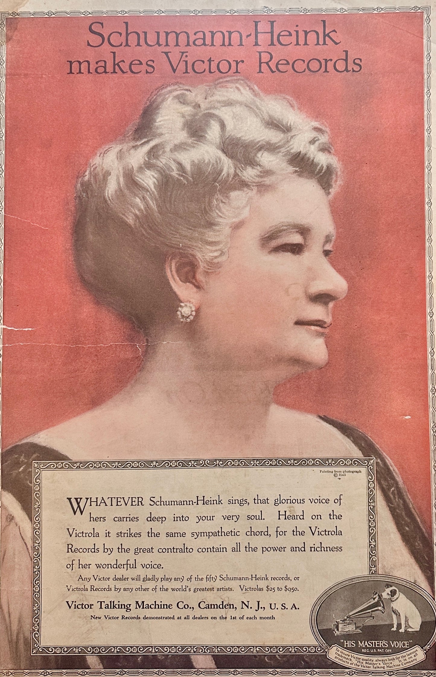 1920 Victor Records Schumann-Heink Victor Talking Machine Ad #189