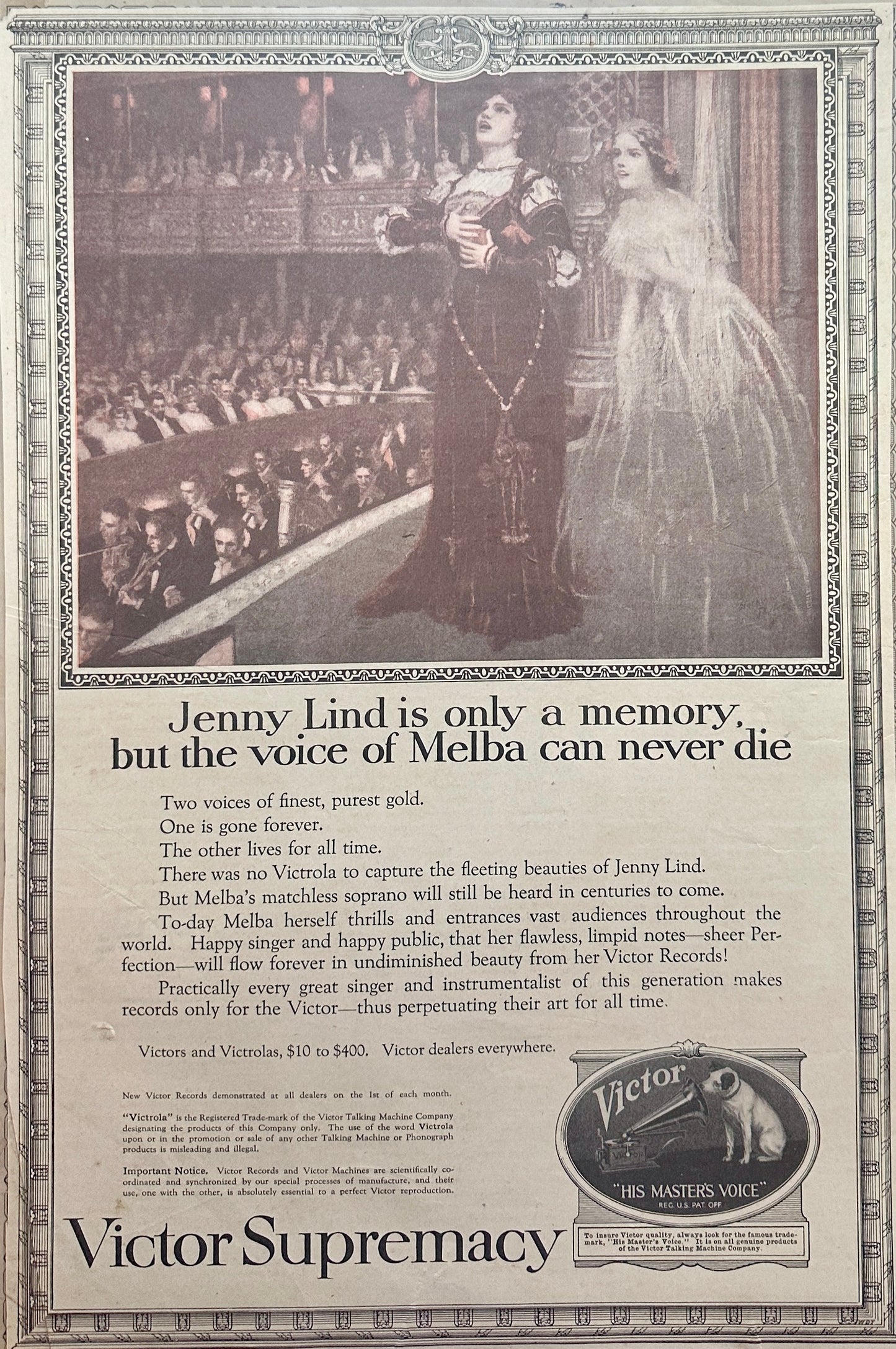 1918 Victrola - Jenny Lind - Victor Talking Machine Ad #190