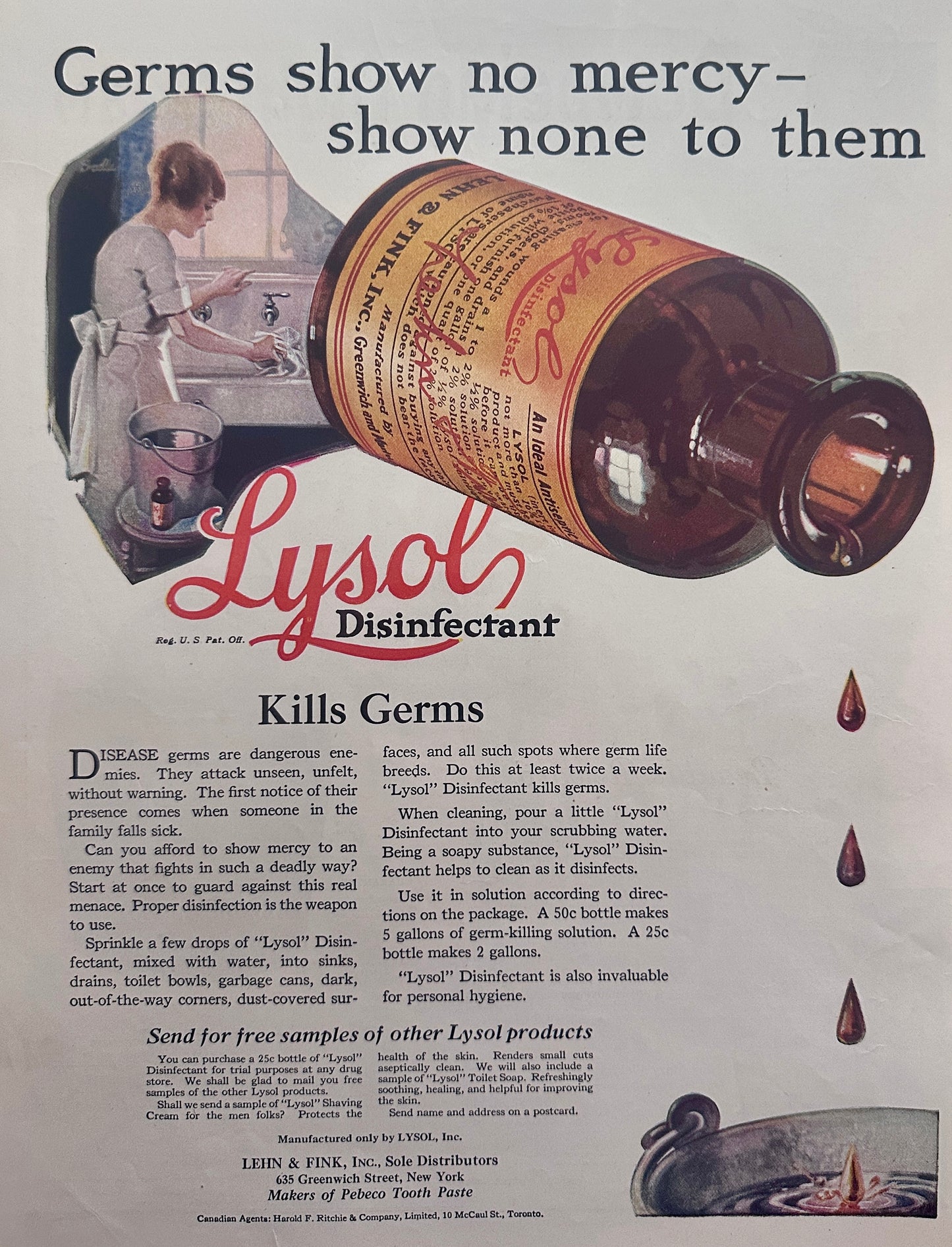 1922 Lysol Disinfectant - Show No Mercy - Ad #160
