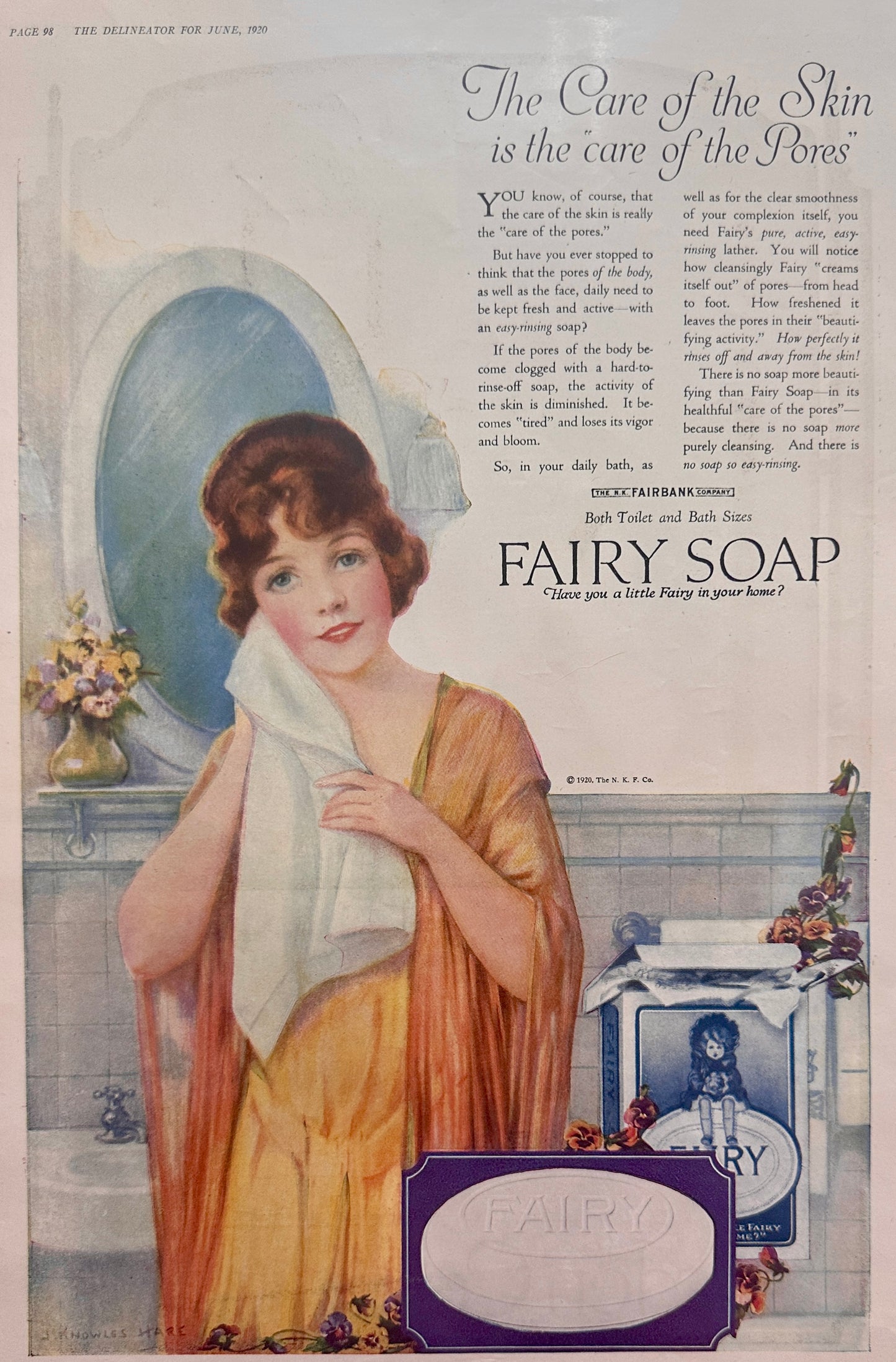 1920 Colorful Period Fairy Soap Ad #147 - The Care Of The Skin...