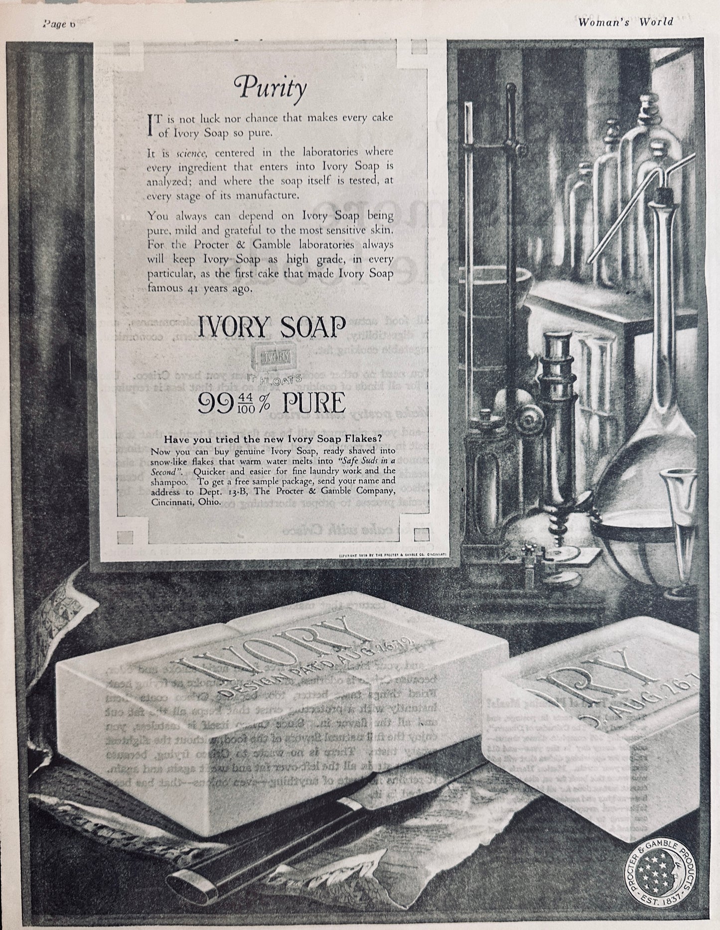 Set of (4) Ivory Soap Flakes Advertisements 1917- 1920 Set #105