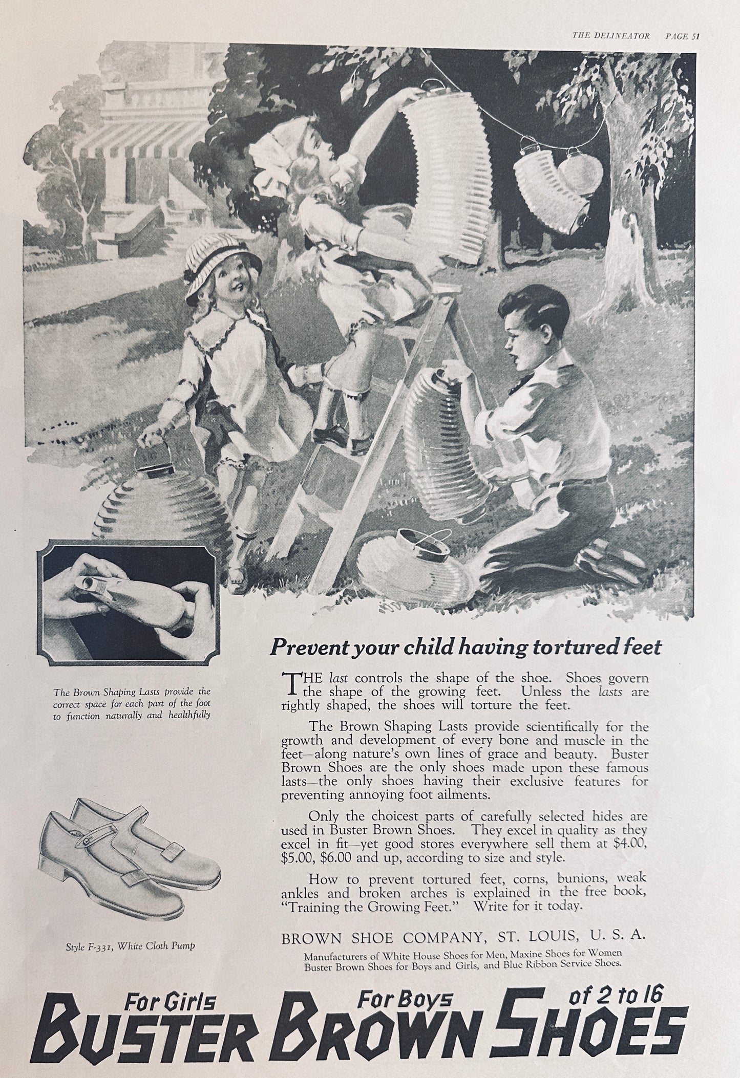 1920 Set of (2) Buster Brown Children's Shoes Magazine Ads Set #104