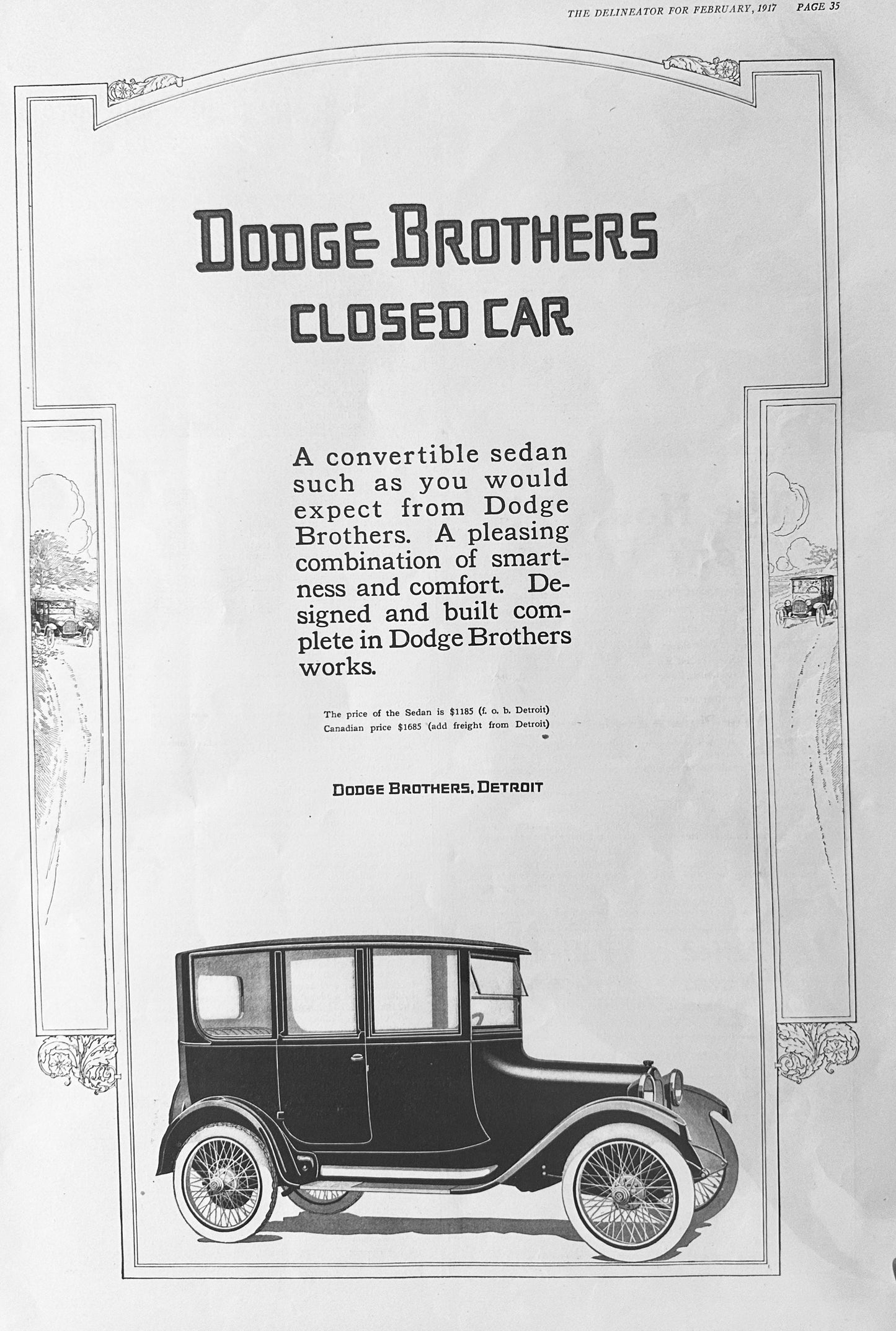 1917 Dodge Brothers Closed Car Original 11 x 15" Ad #77