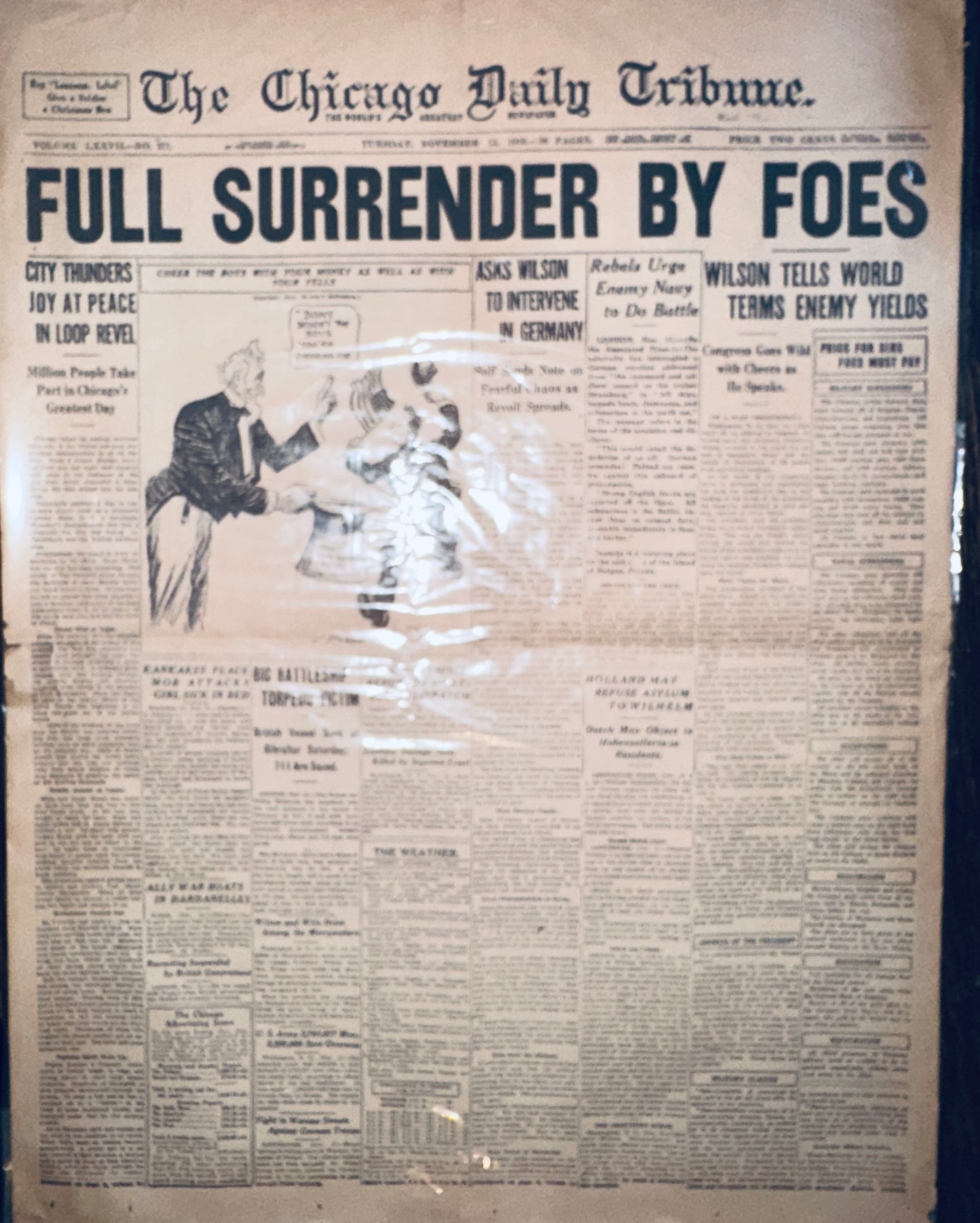 1930's Reprint of Nov 11, 1918 Historic Headline GREAT WAR ENDS HH0016