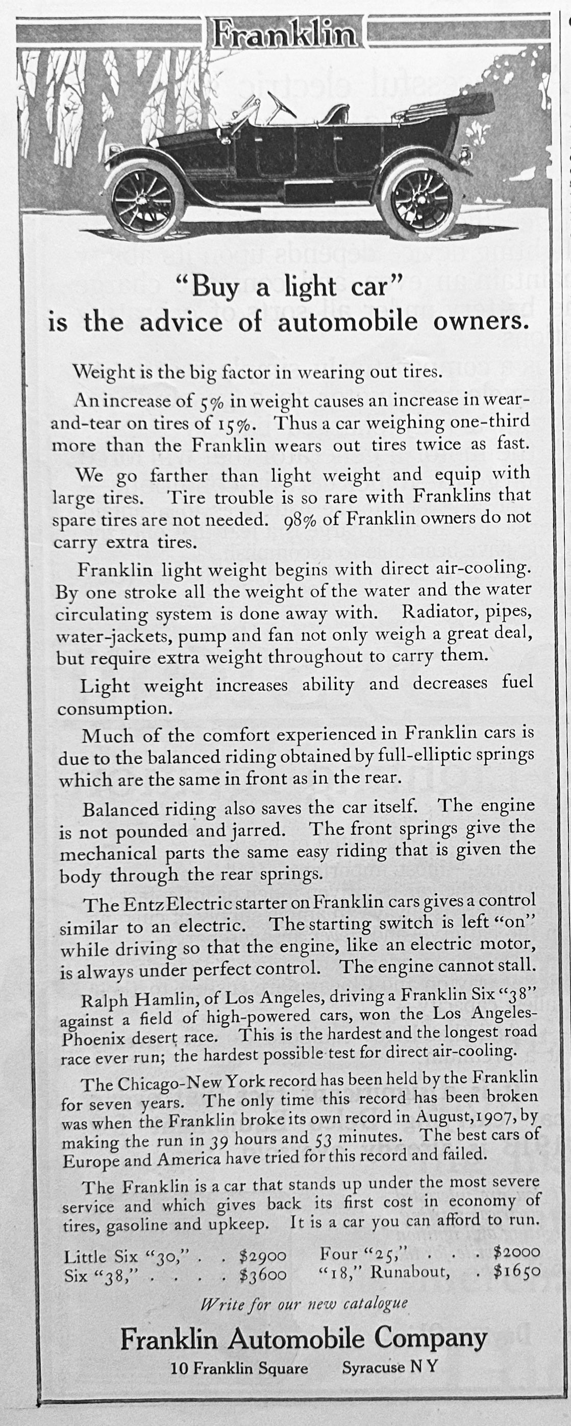 1913 Pair of Franklin Six Little "30" Automobile Ads #1766