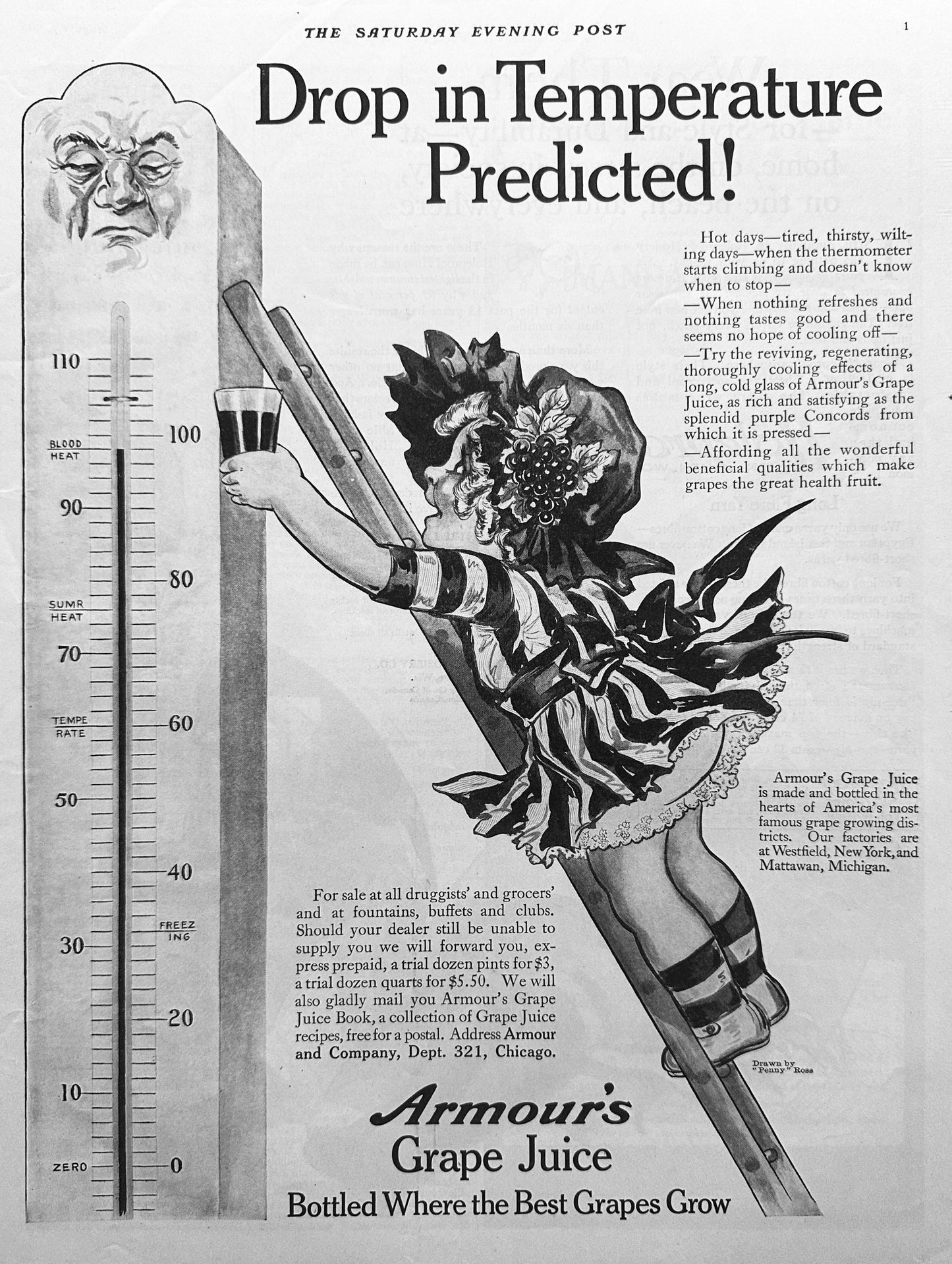1913 Set of (3) Armour's Grape Juice Full Page Ads #1763