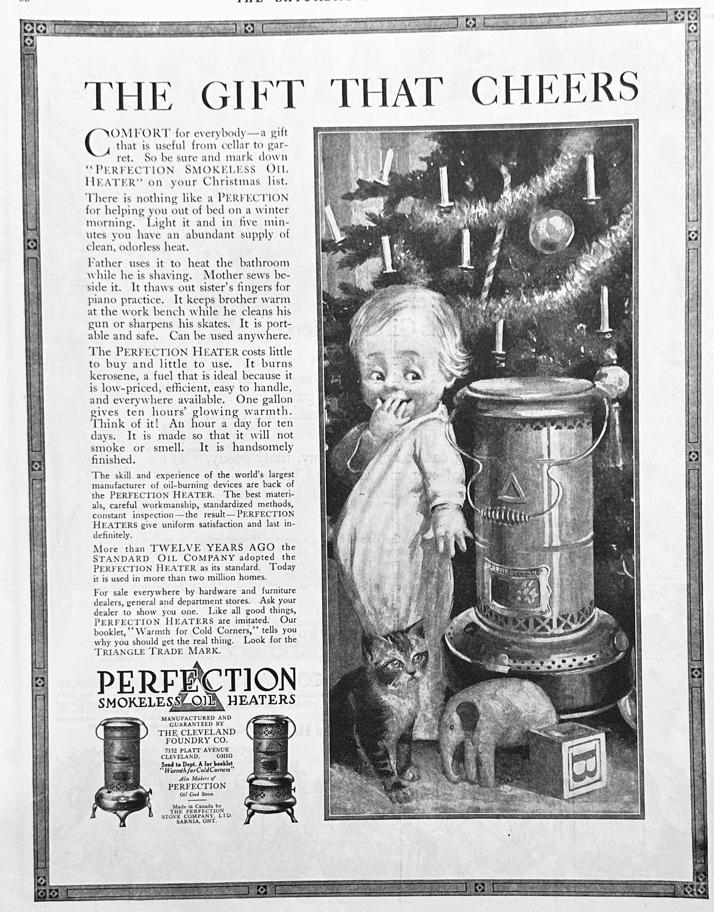 1914 Perfection Smokeless Oil Heaters - Vintage Ad #1804