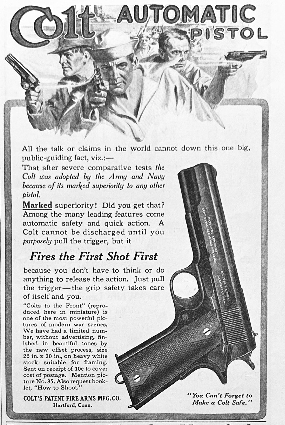 1914 Colt Automatic Pistol Original Advertisement AD #1786