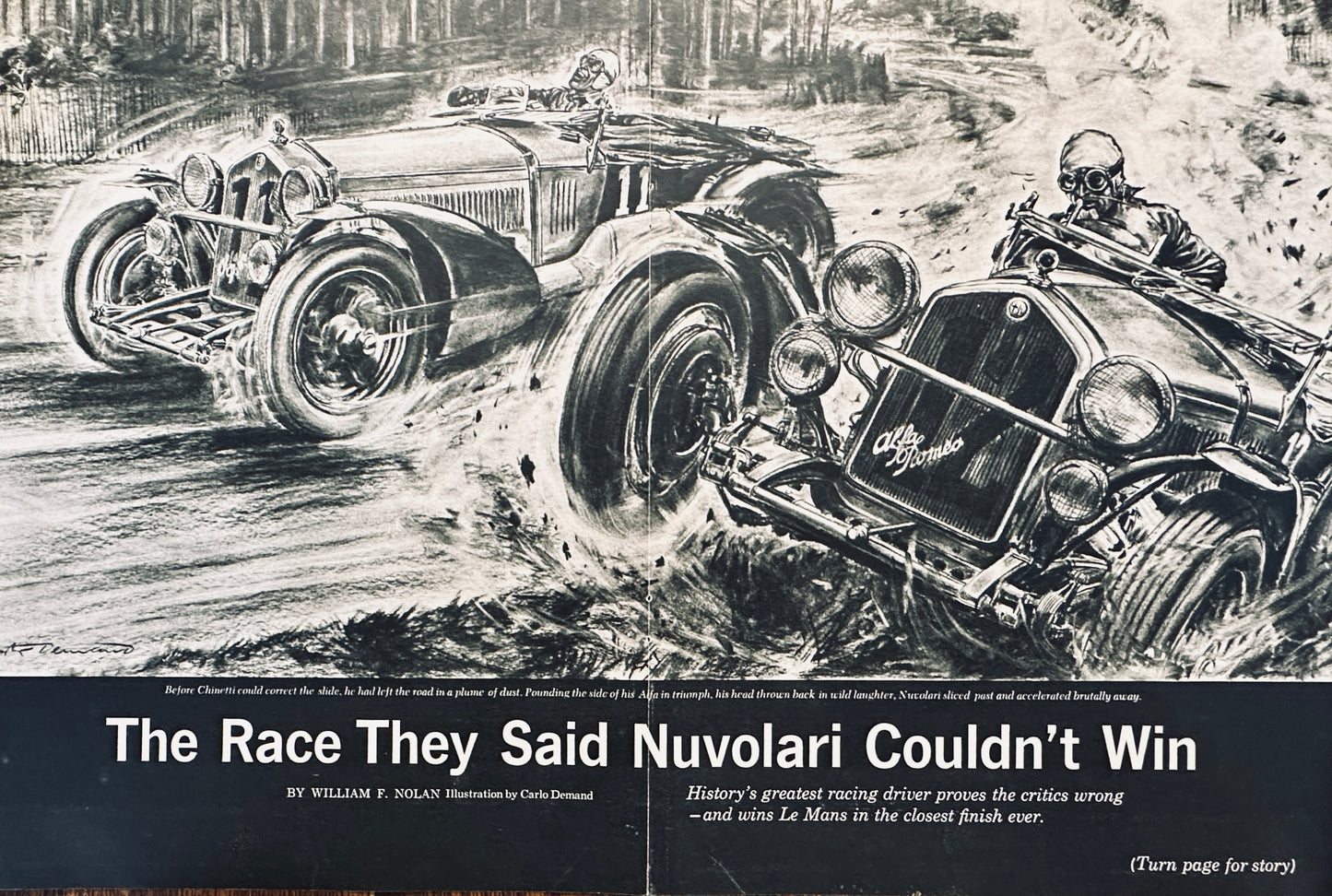1962 Alfa Romeo 1933 LeMans Historic Race among Alfa's - Story on back #A2