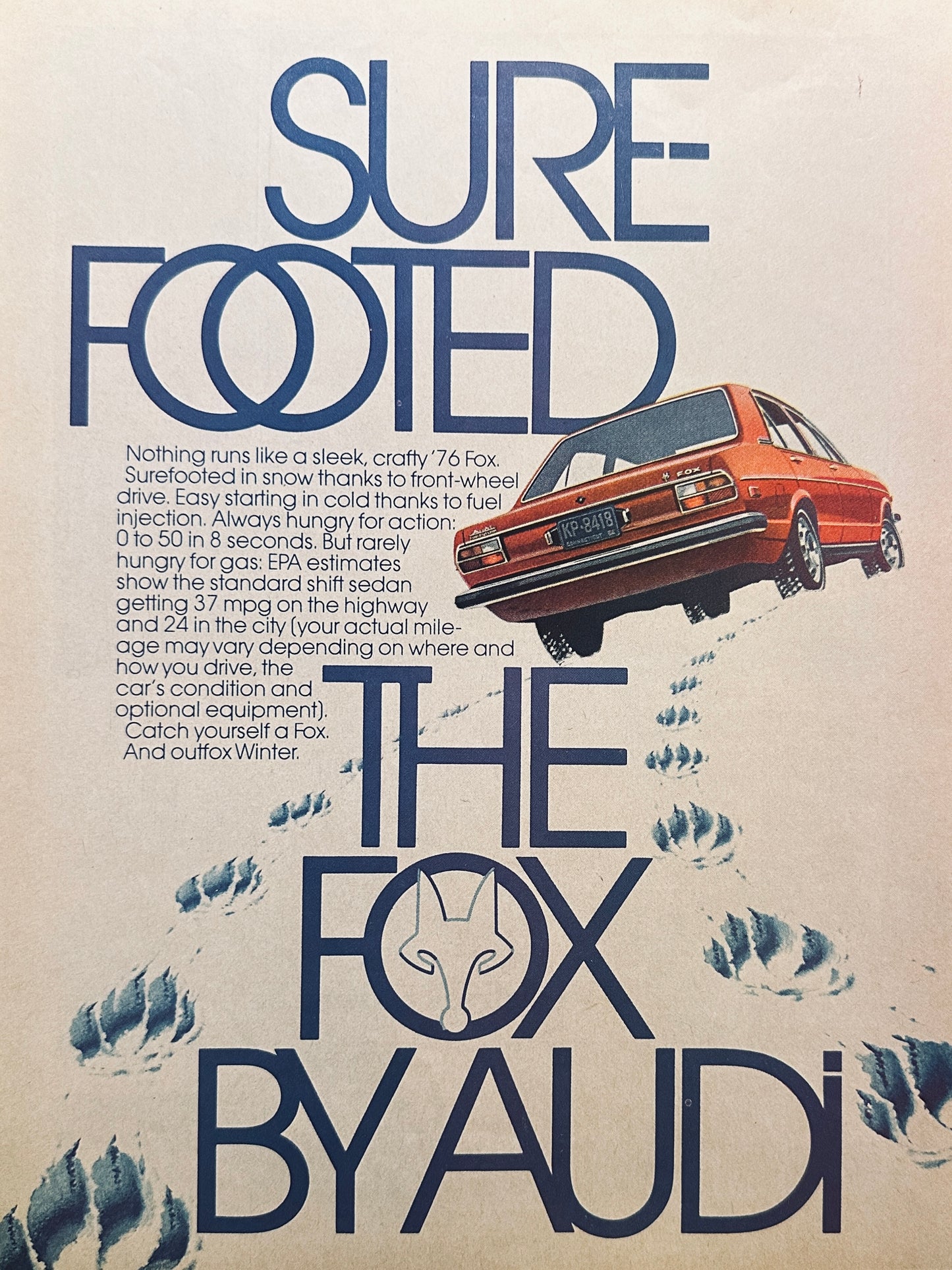 1976 Audi Fox - Sure Footed - Magazine ad A19