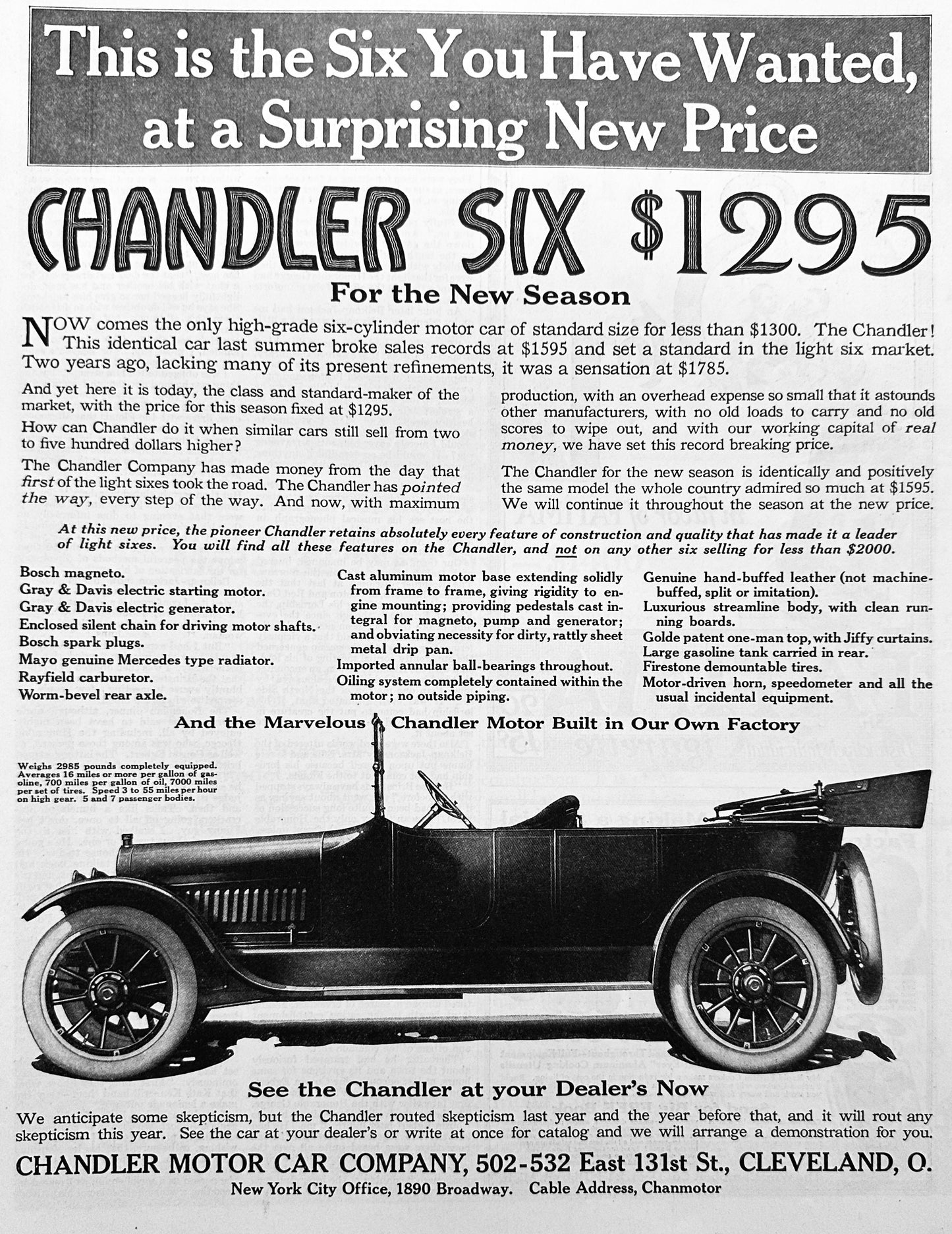 1915 Chandler Six For the New Season - Cleveland, OH AD #1845