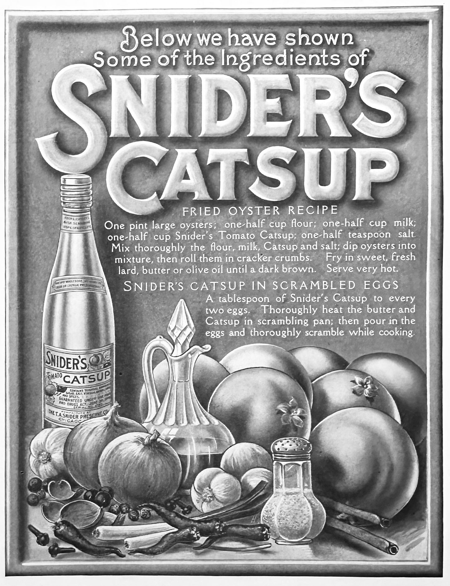 1915 Snider's Catsup With Fried Oyster Recipe Ad #1847