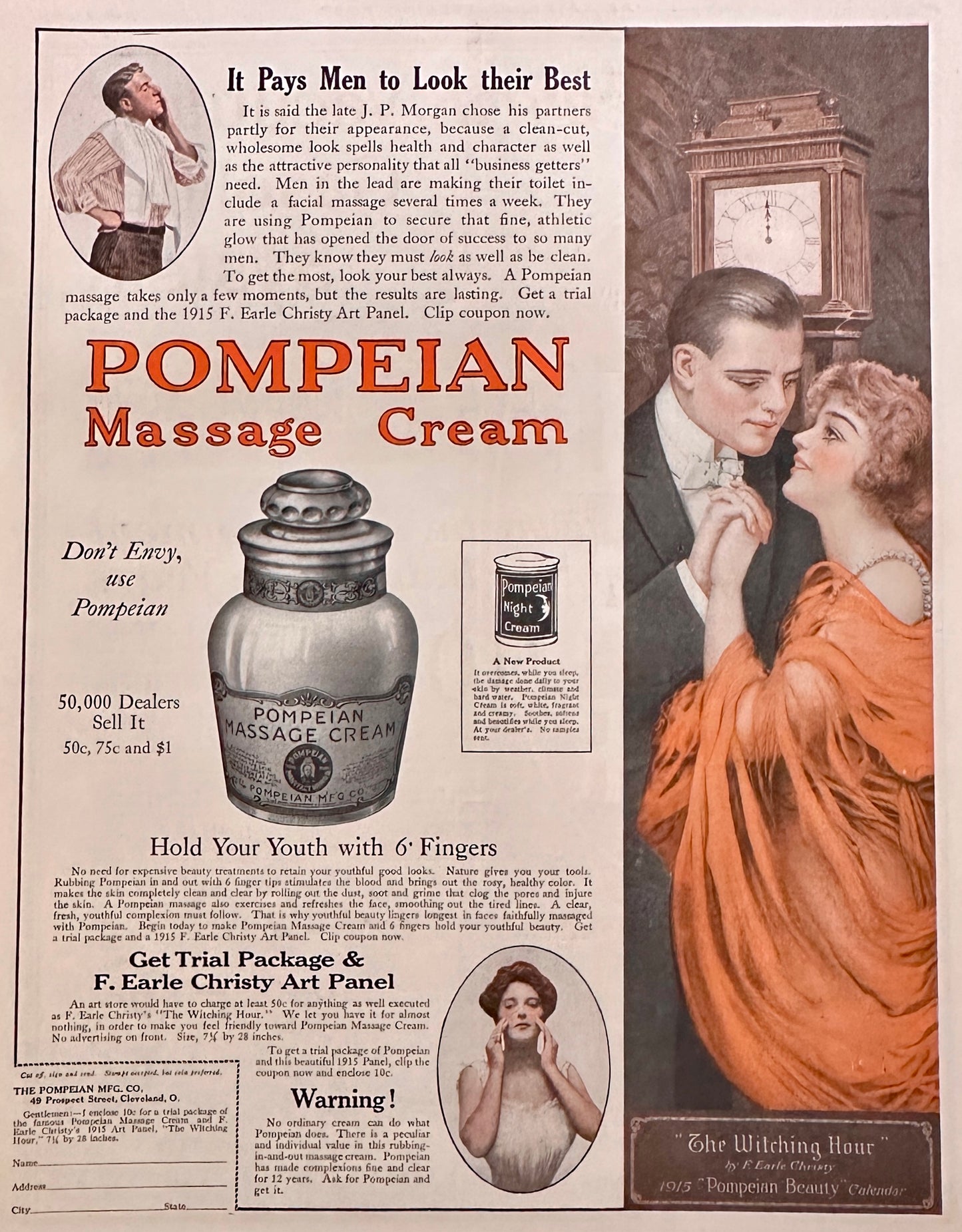 1915 Pompeian Massage Cream It Pays Men to Look There Best! Ad #1848