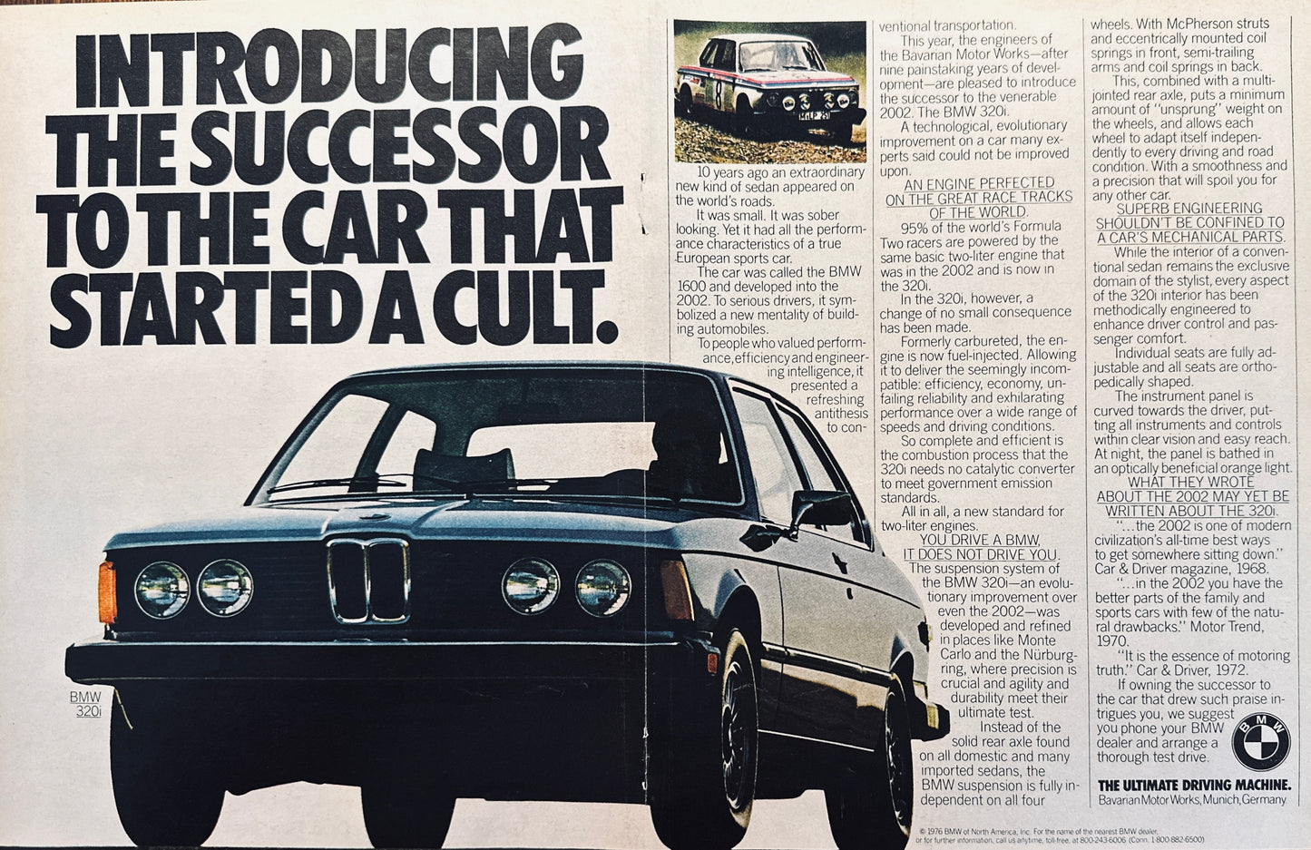 1976 Centerfold BMW 320i - Successor to the Car that Started a Cult - Promo Ad A61