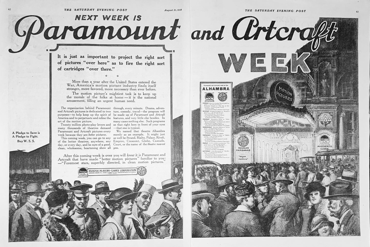 1918 Paramount Pictures 2-Page Magazine Ad for the Week of Aug 31 - Ad #1872
