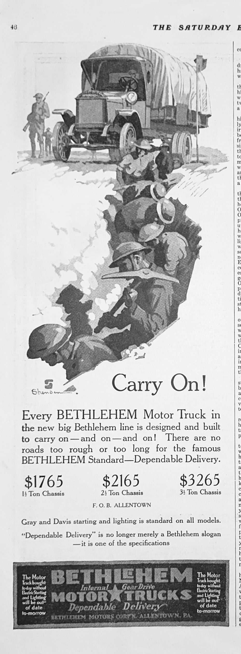 1918 WWI Era Bethlehem Motor Truck - Allentown, PA - Ad #1873
