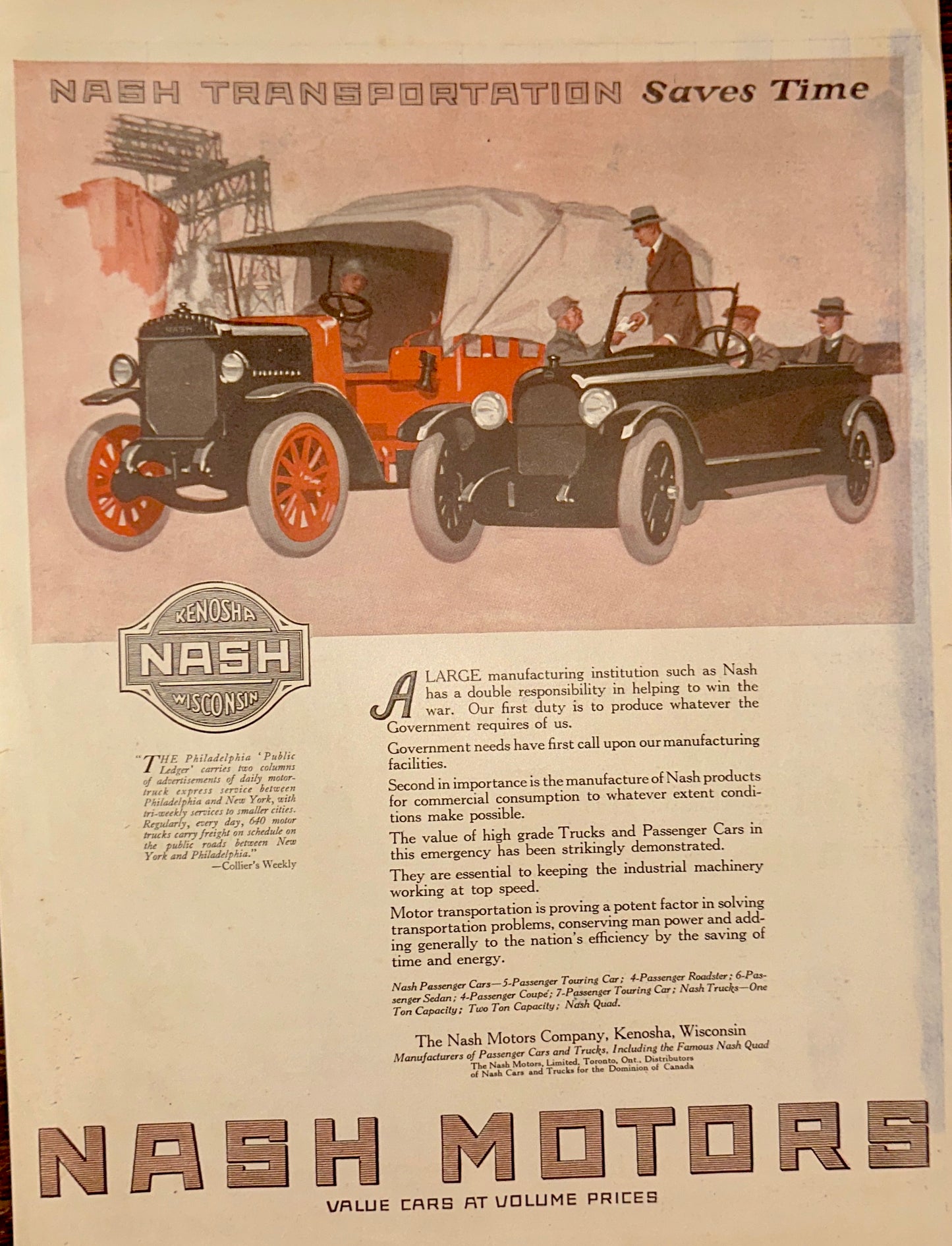 1918 NASH Motors Kenosha, WI Automobiles & Commercial Trucks Ad #1867