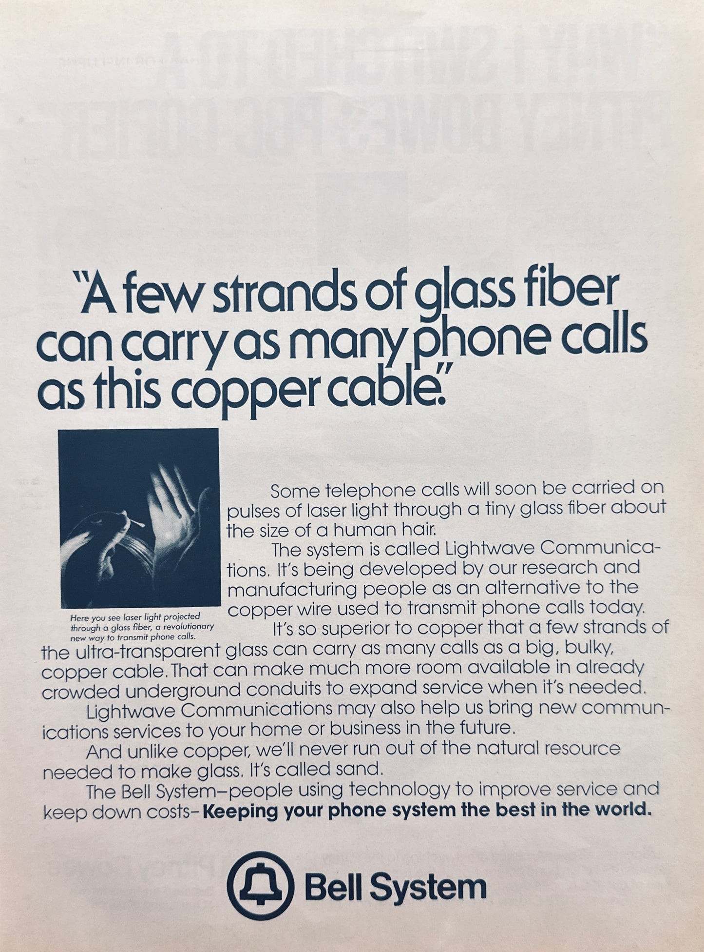 1976 Bell Telephone System - A few Strands of Glass - Magazine Ad