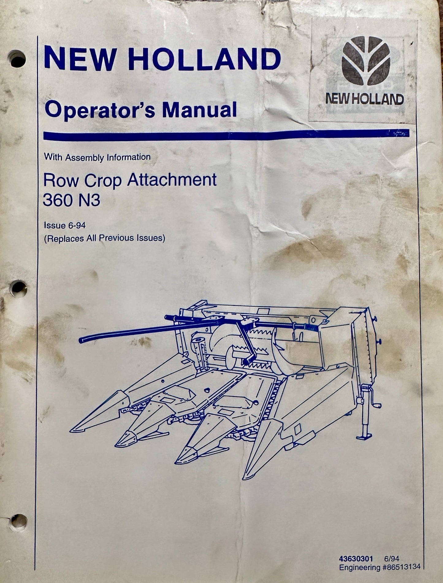 1994 New Holland Row Crop Attachment 360 N3 Operator's Manual MC-15