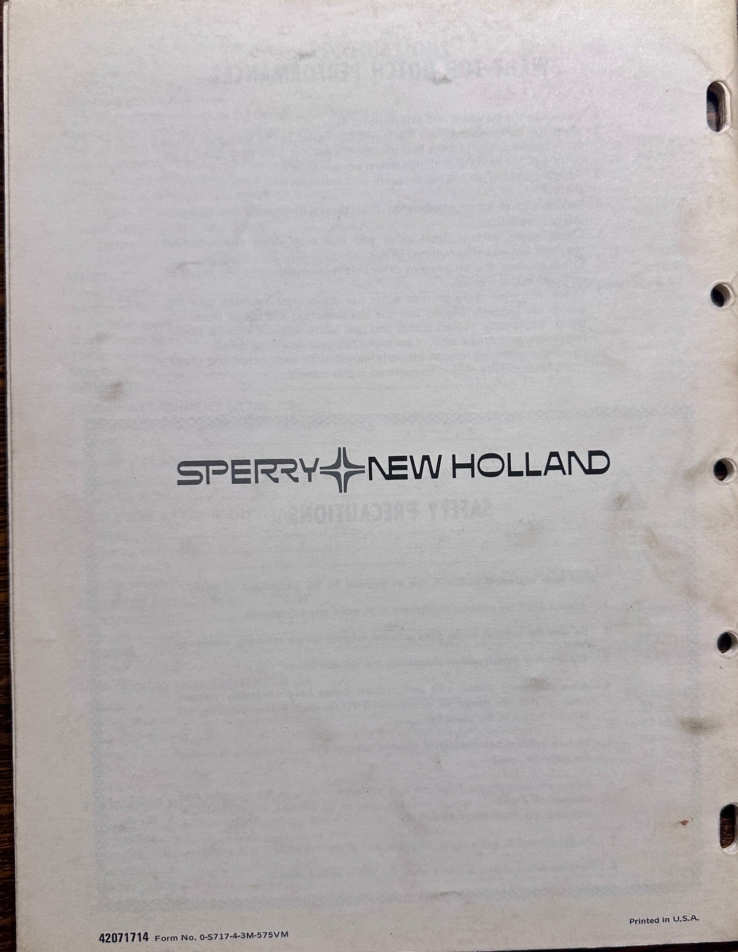 1971 Operator's Manual Sperry New Holland Harvester Super 717 - MC19
