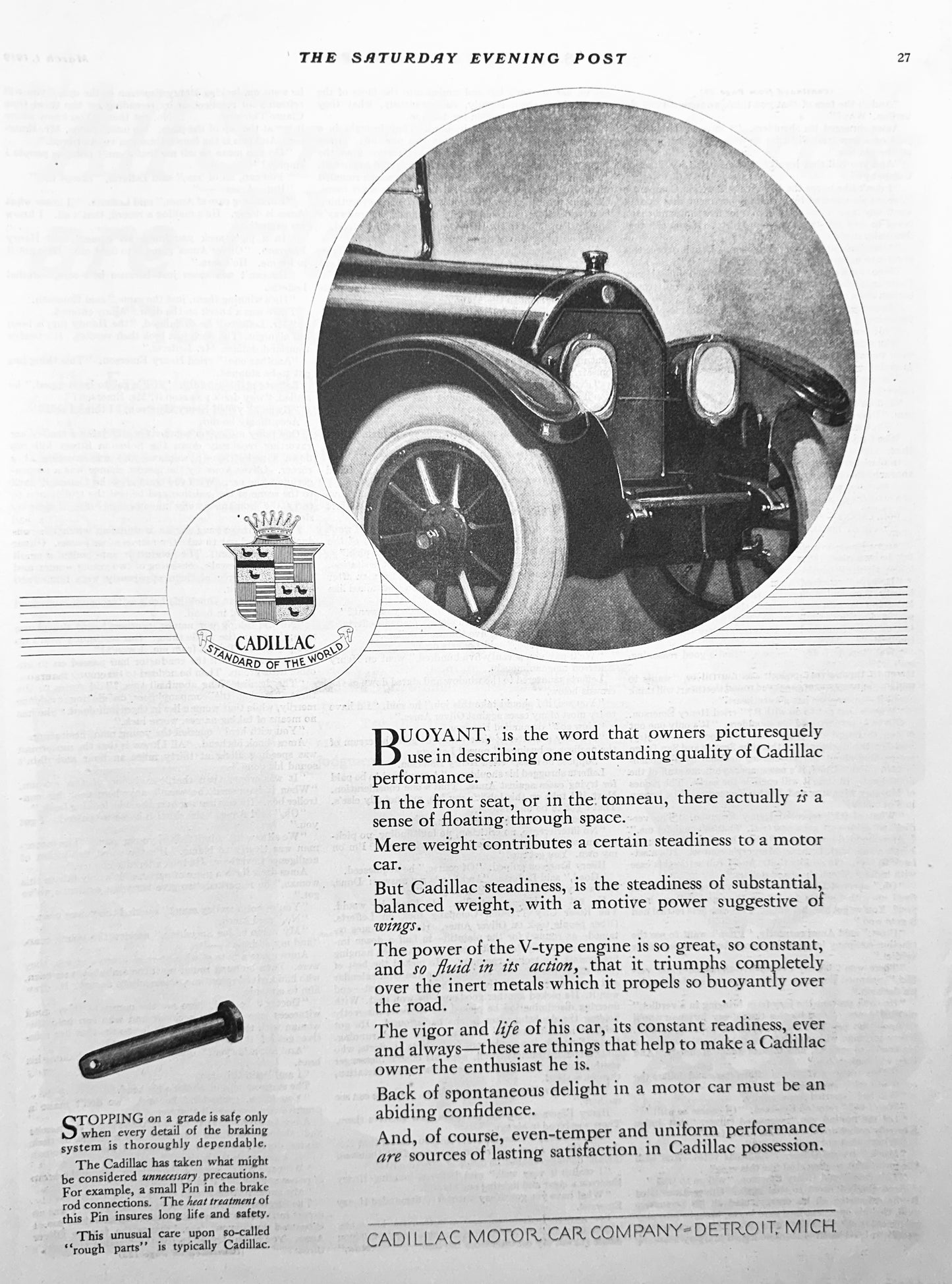 1919 Cadillac Motor Company - The Standard of the World - Ad #1896