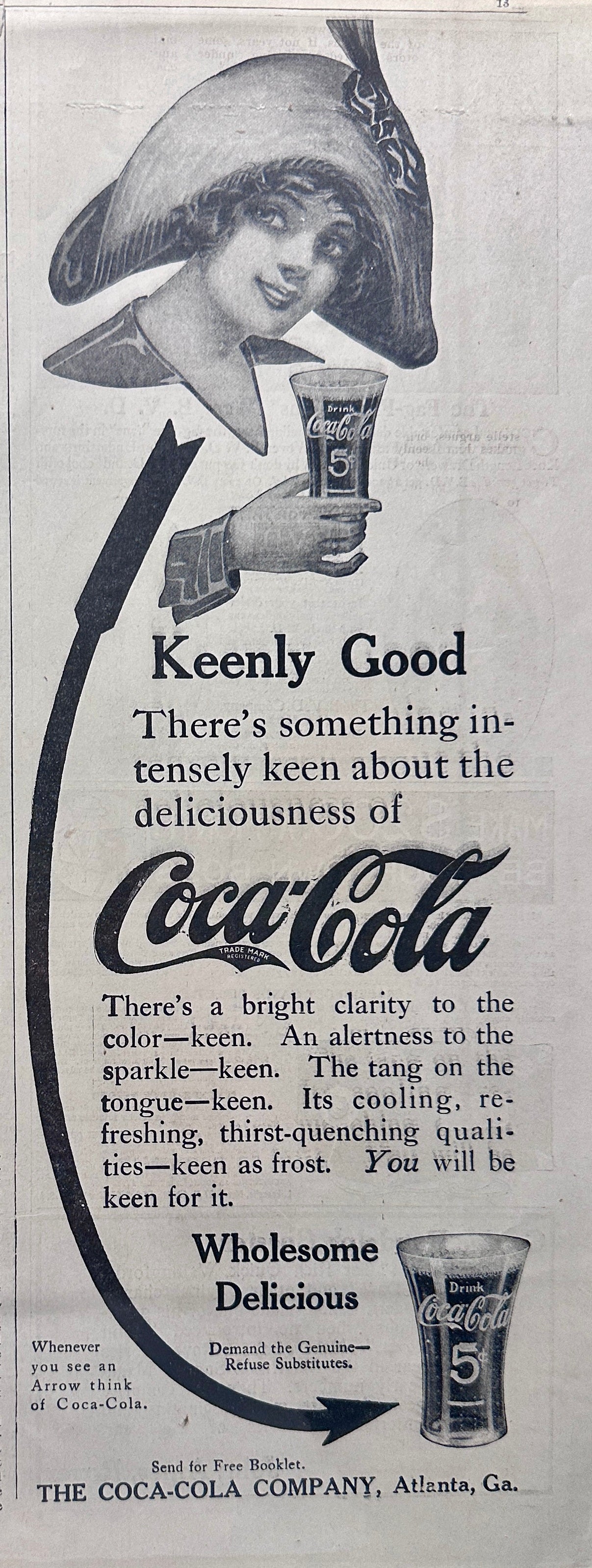 1913 Original Coca-Cola Advertisement Item #1912 - Keenly Good