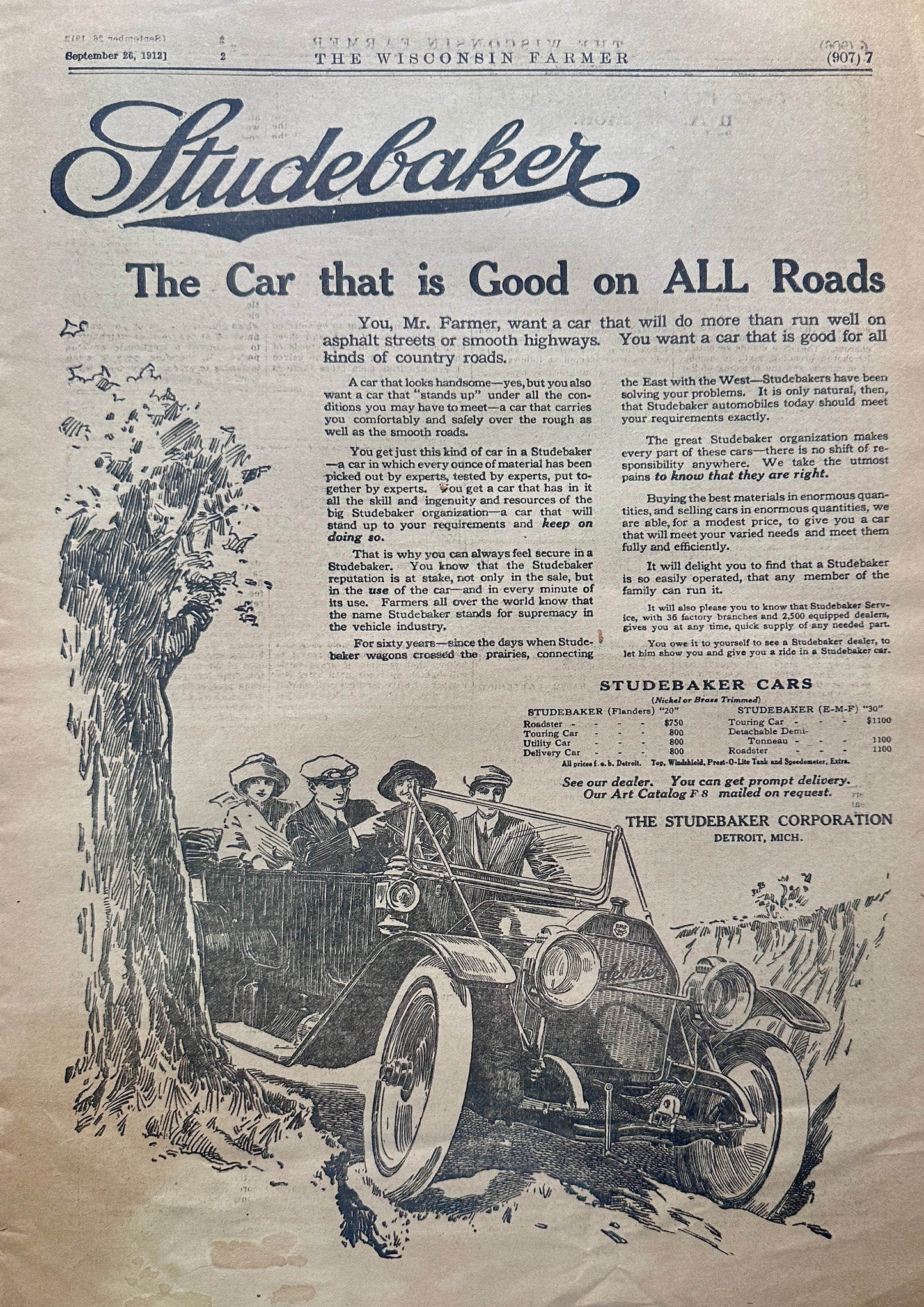 1912 Studebaker The Car That's Good on ALL Roads - Ad #1915