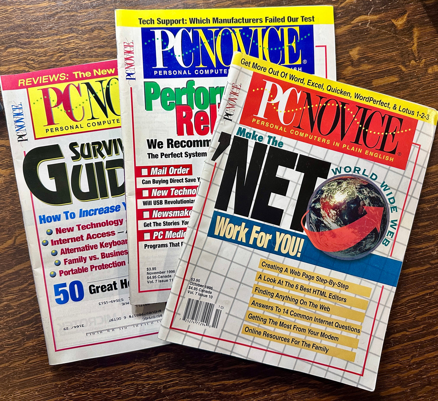 Lot of (3) PC Novice Oct. - Dec. 1996 Magazines SKU# PC-1