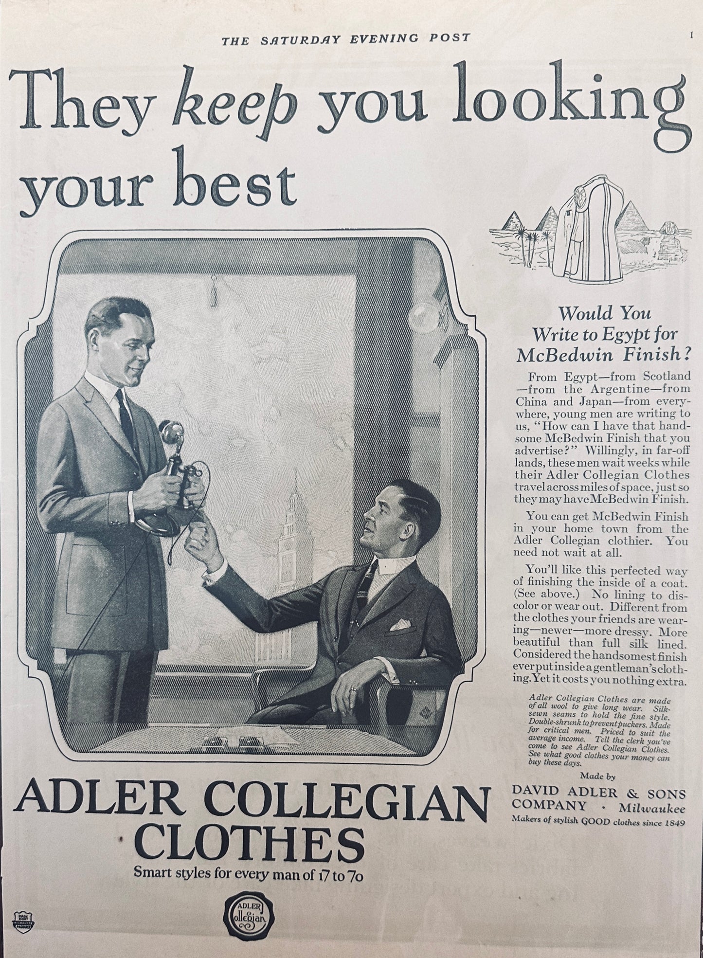 1922 Dual Sided Men's Fashion Clothing - Magazine Ad