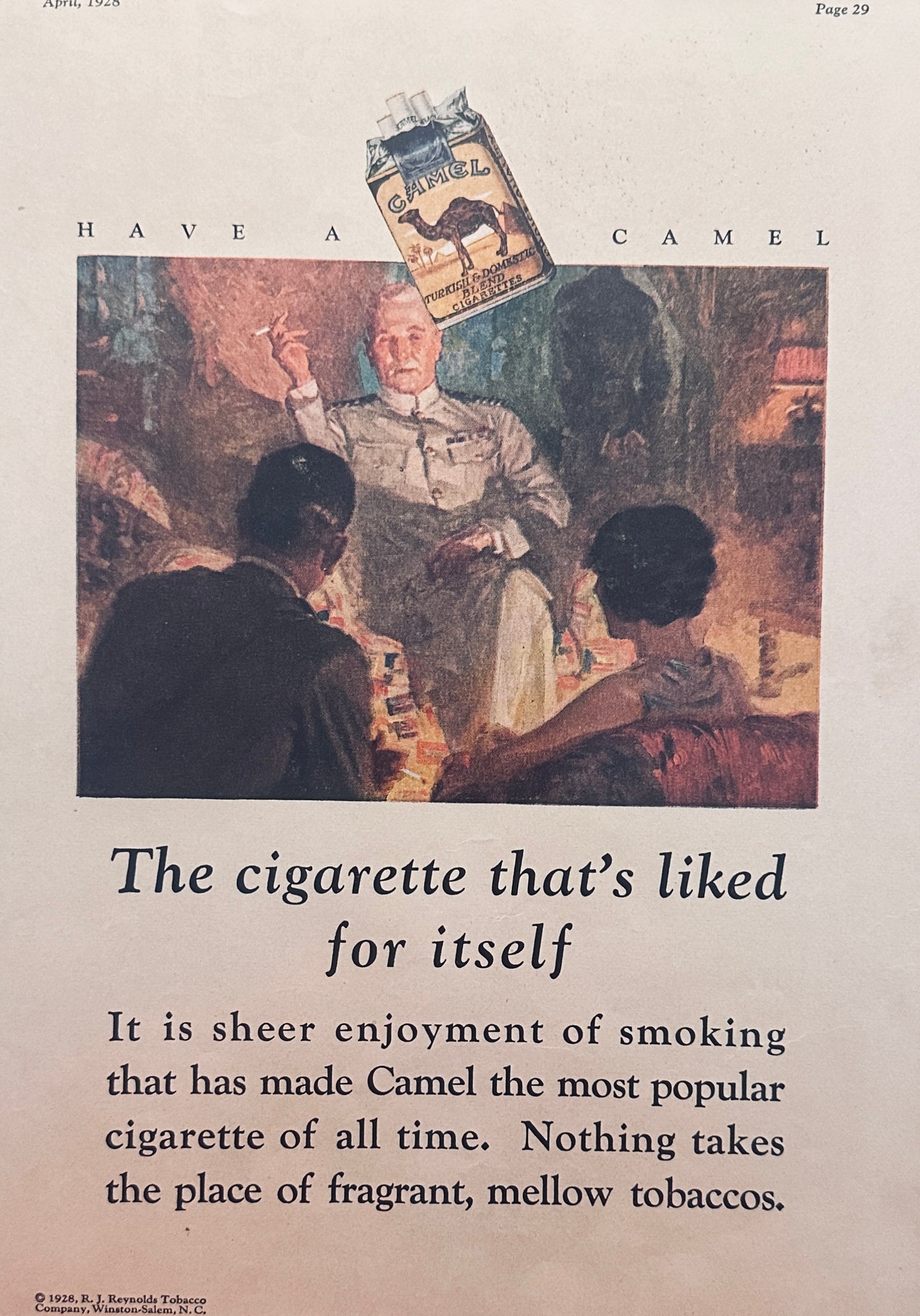 1928 Camel Cigarettes Magazine Ad Art Deco Colors