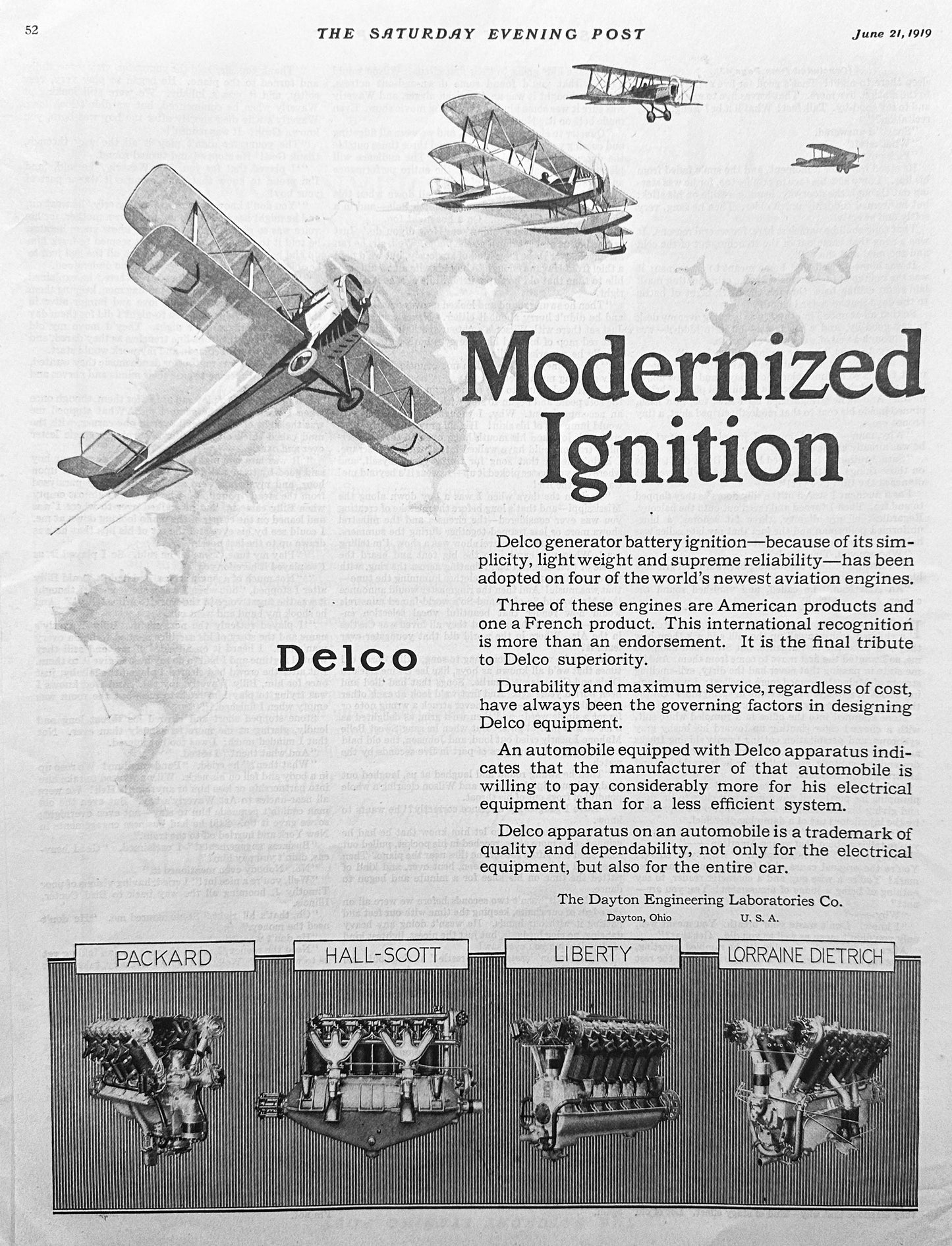 1919 Dayton Engineering Labs AKA DELCO - Modernized Ignition - Ad #1939