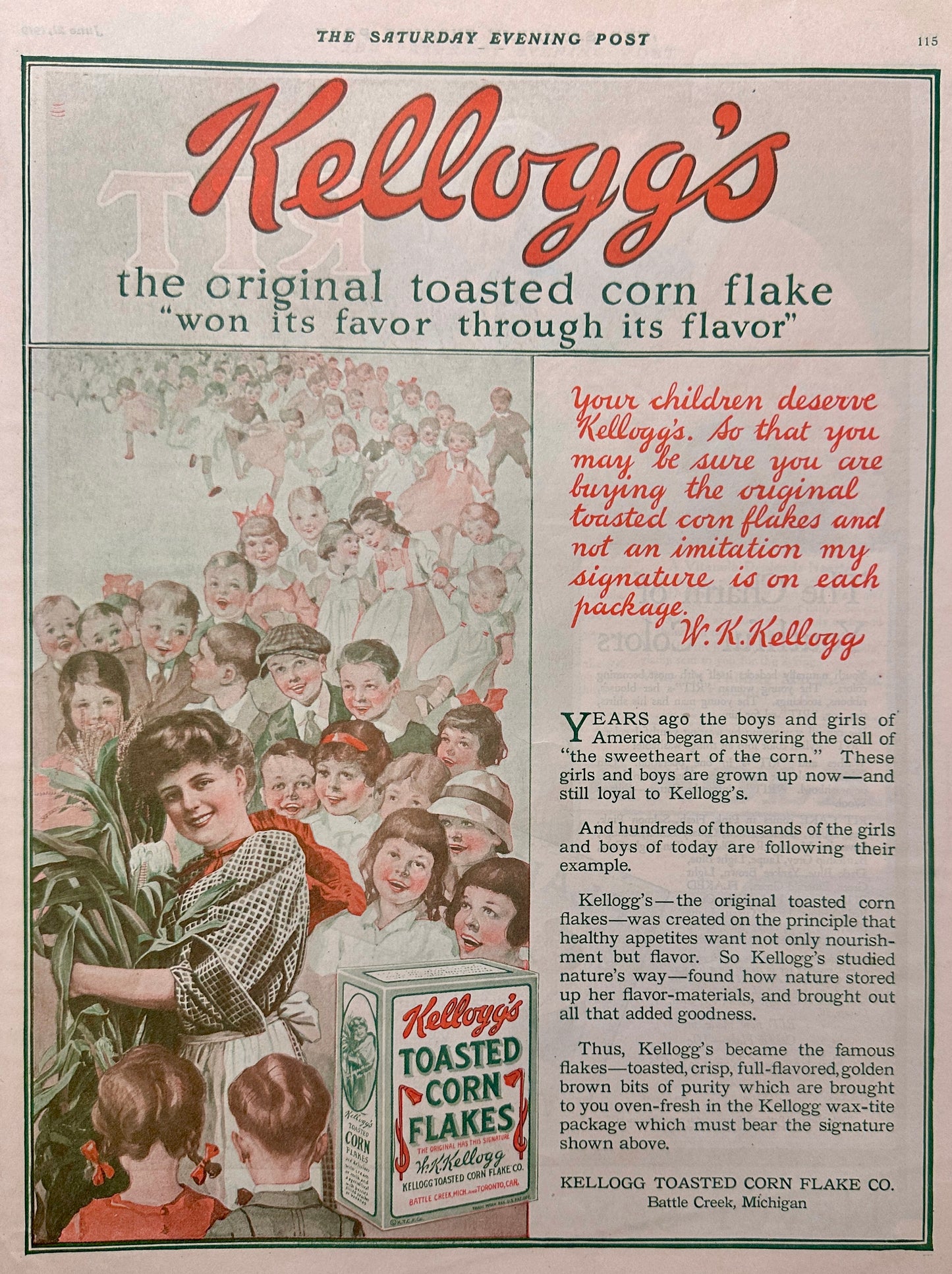 1919 Kellogg's The Original Toasted Corn Flake - Battle Creek, MI Ad #1941
