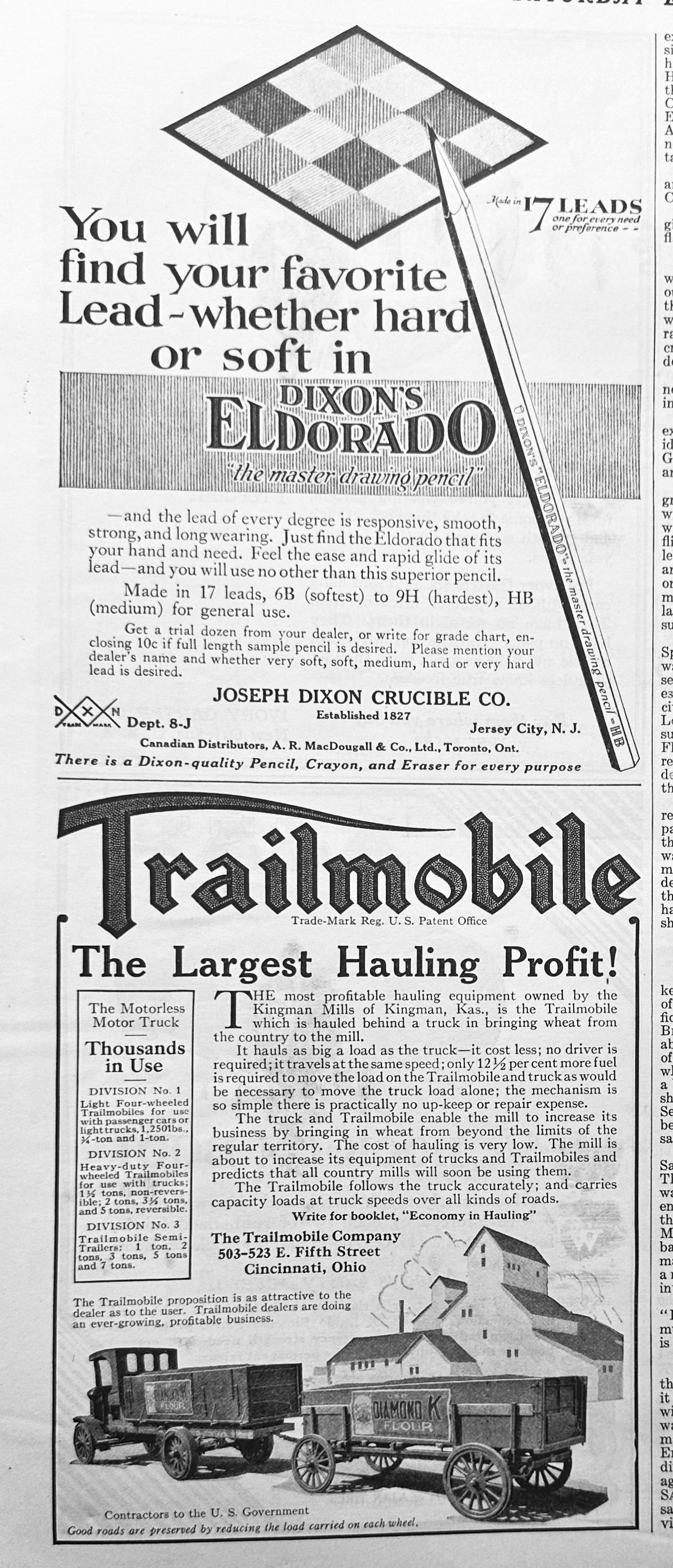 1919 Dixon's Eldorado Lead Pencils & Trailmobile Commercial Hauler Ad #1949