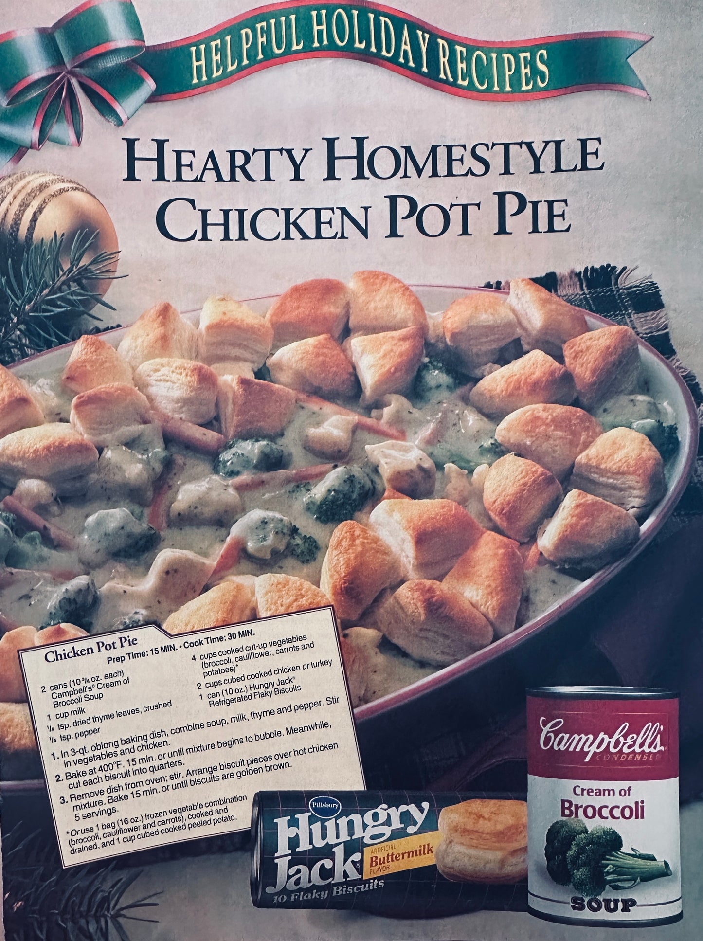 1992 Campbells Cream of Broccoli + Hungry Jack Biscuits - Magazine Ad