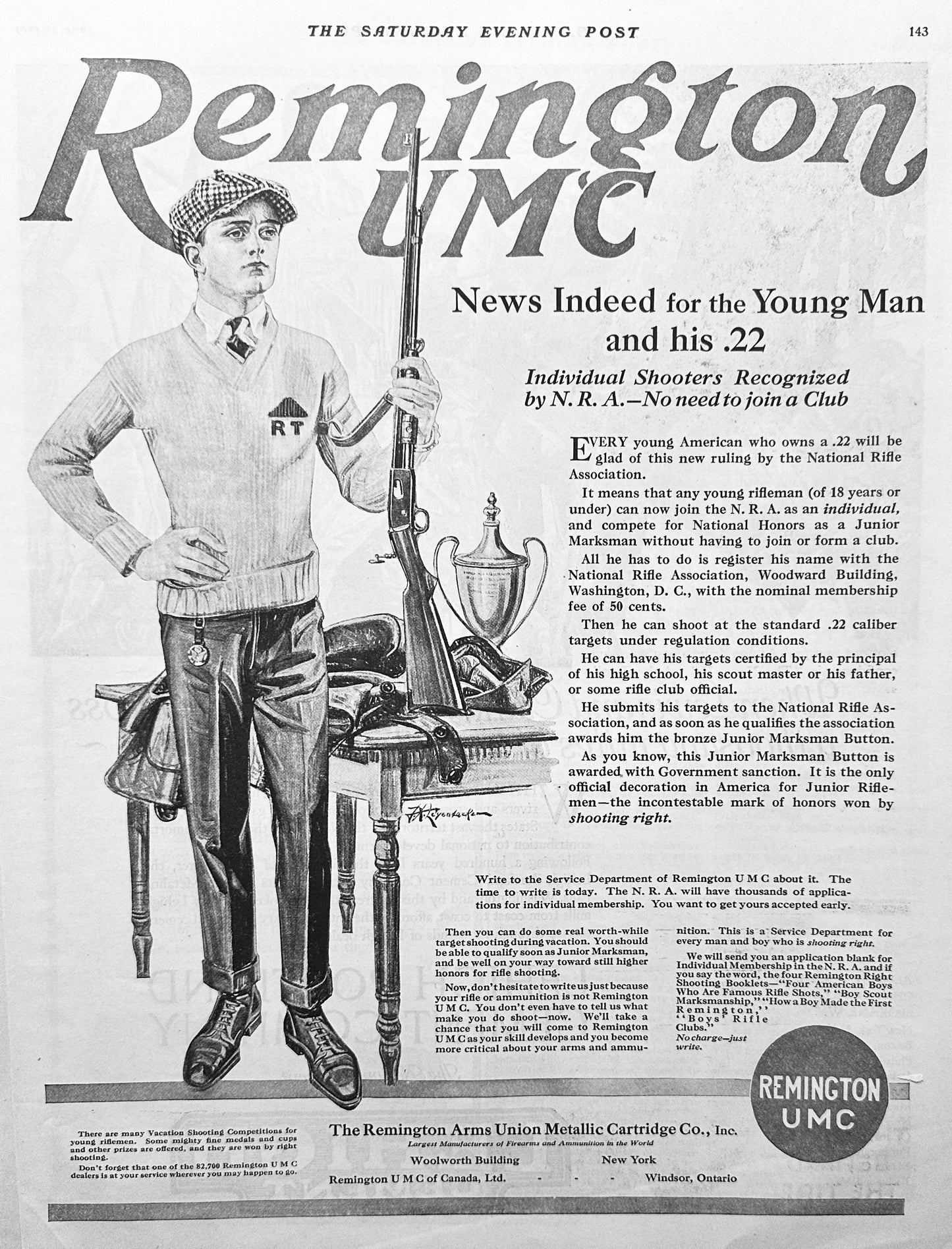 1919 Remington UMC Big NRA Recognizes Individual Rifle Shooters Ad #1952