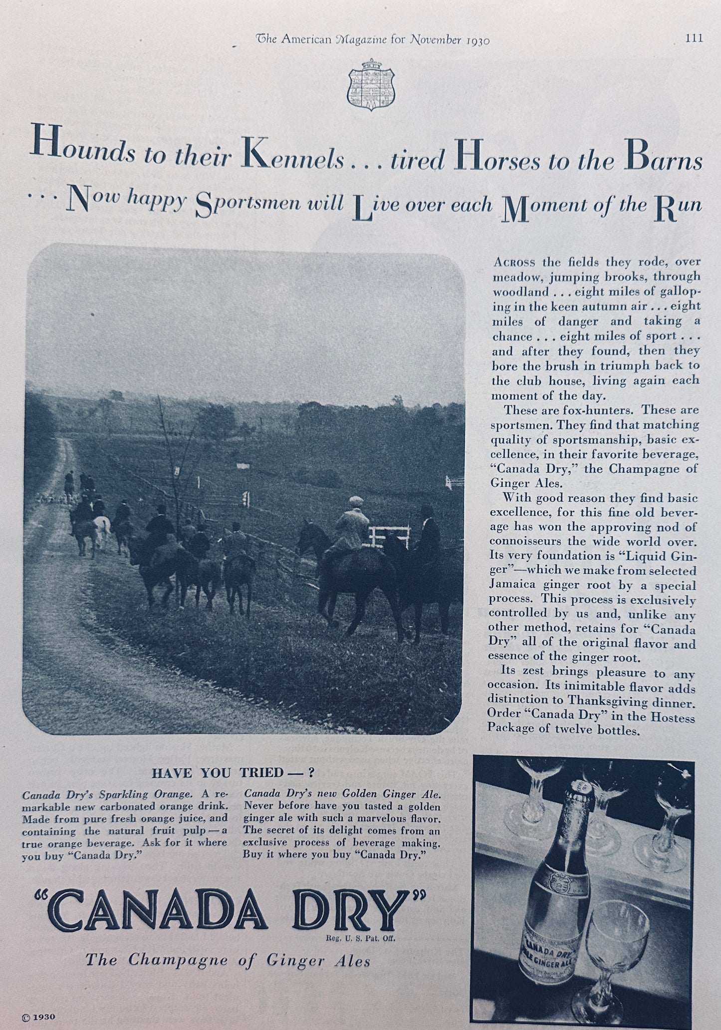 1930 Canada Dry Ginger Ale - the Champagne of Ginger Ales - Magazine Ad