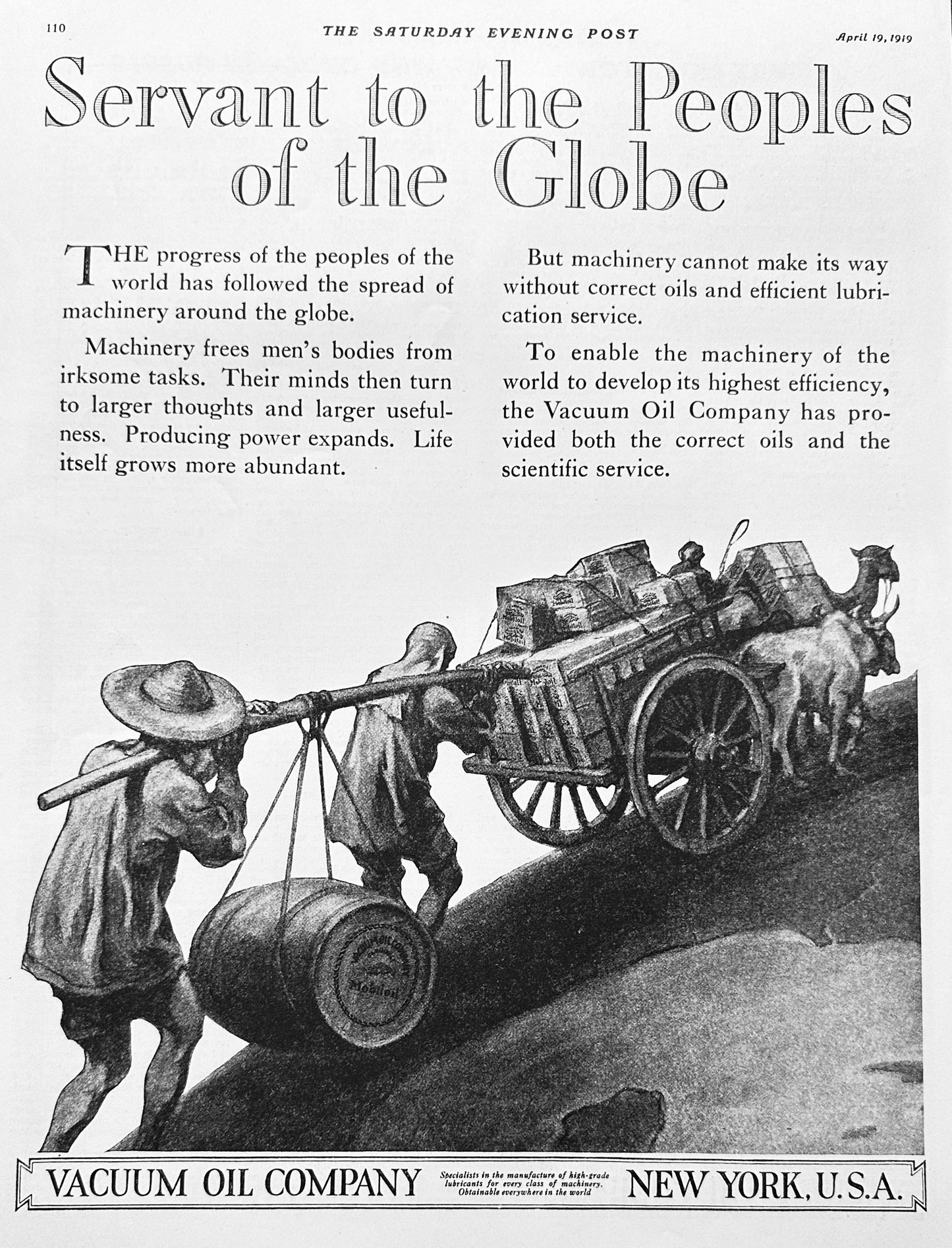 1919 Vacuum Oil Company- Servant to the Peoples of the Globe Ad #1991