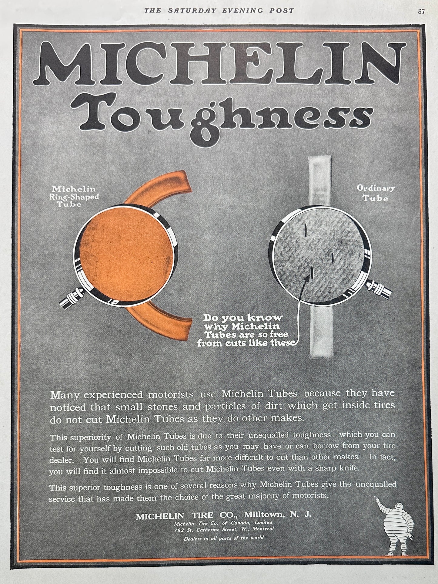 1919 Michelin Toughness - Original Michelin Mad Logo - Ad #1983