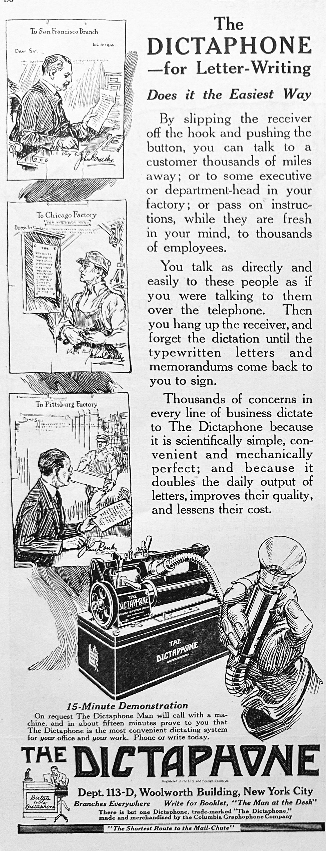 1919 The Dictaphone - Columbia Graphophone Co Sole Distributor - Ad #1980