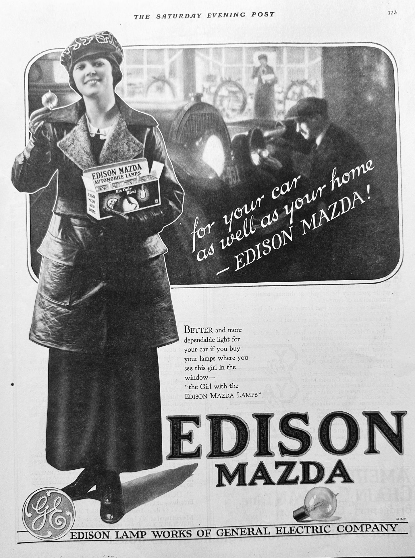 1919 Edison Lamp Works of General Electric - Girl with the Lamps Ad #1964