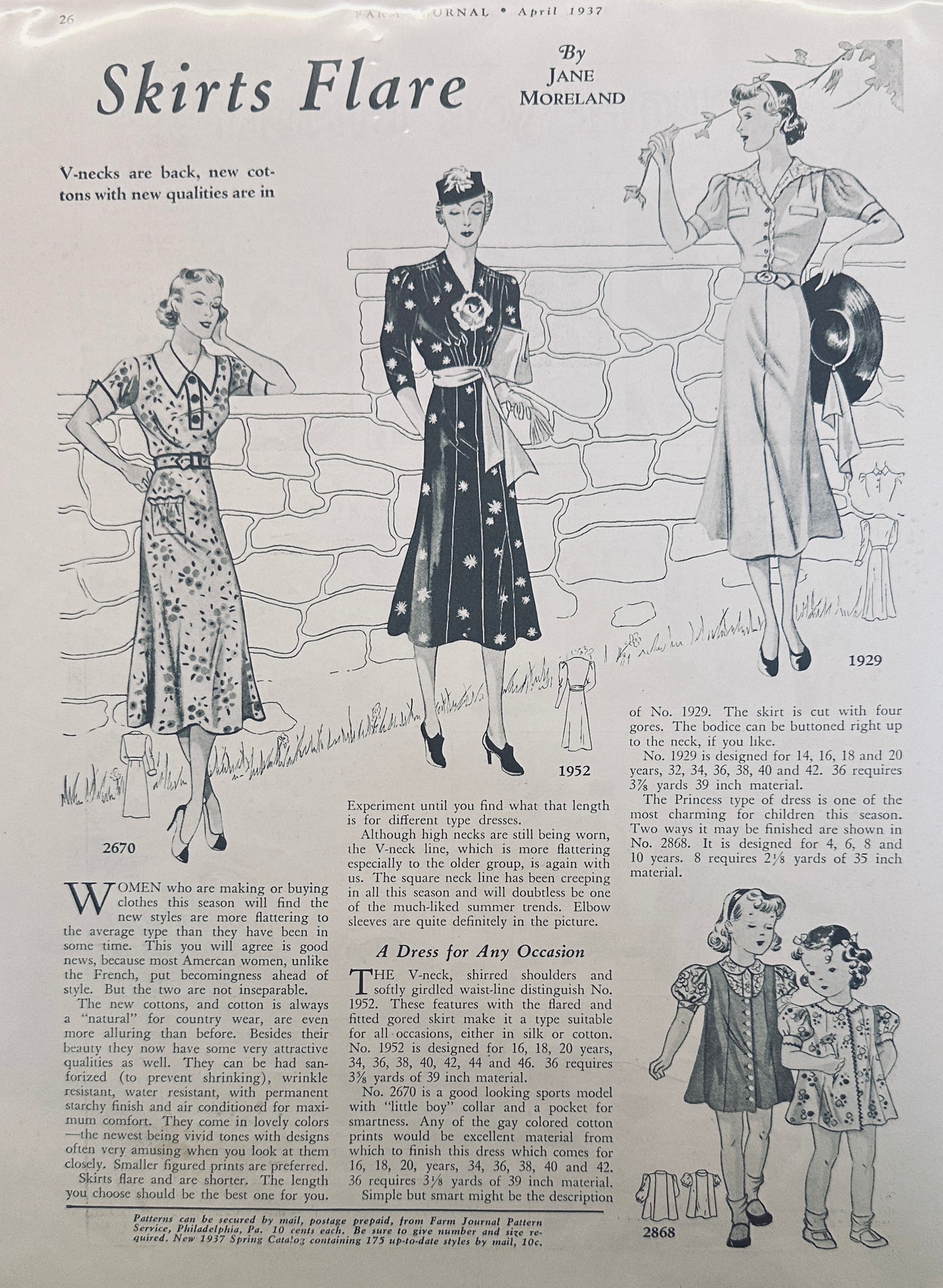 1937 Fletcher Castoria Laxative Professor Kindly & Dress Patterns - Magazine Ad