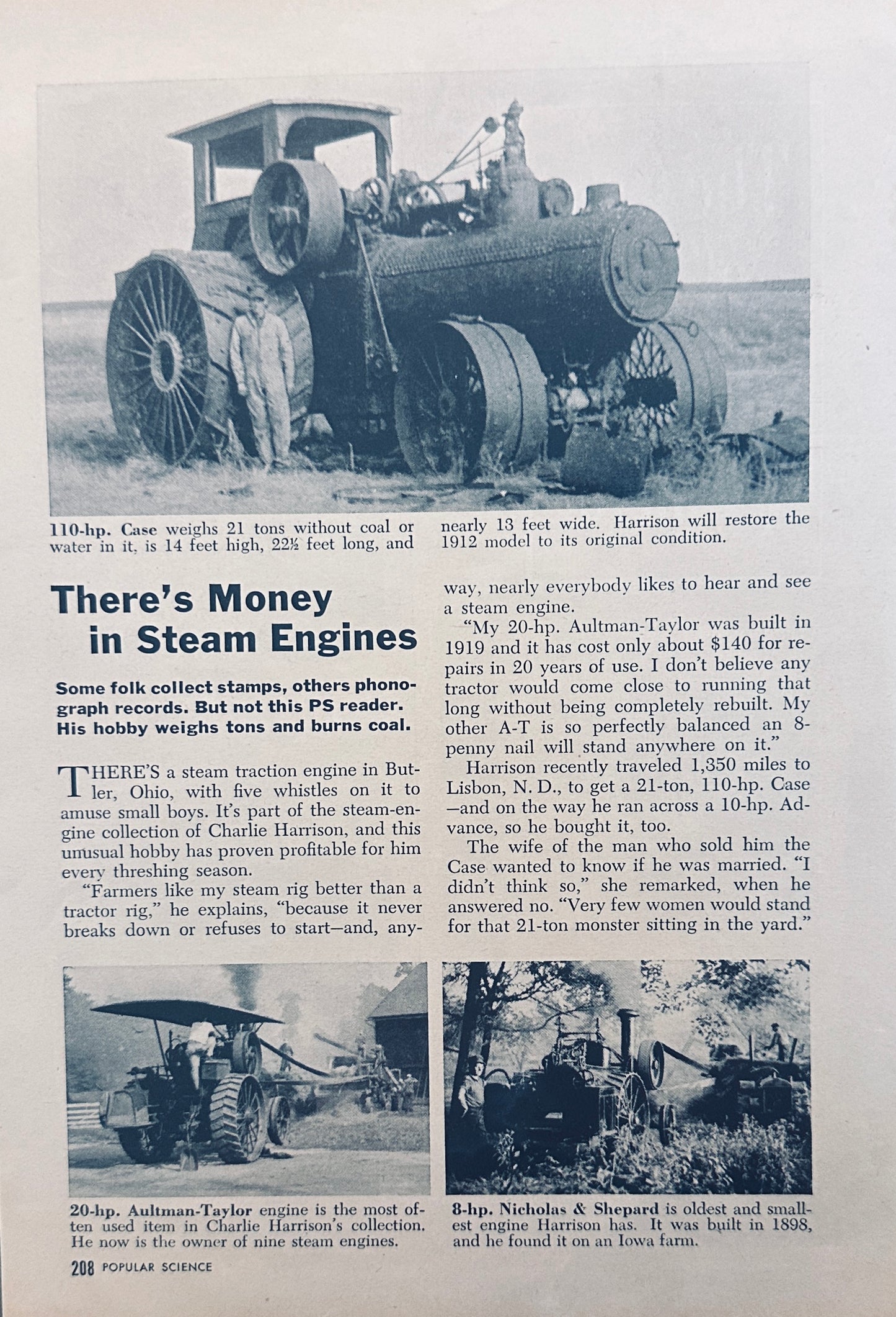 1951 Steam Engine Tractors Feature Article, Case, Aultman-Taylor N157
