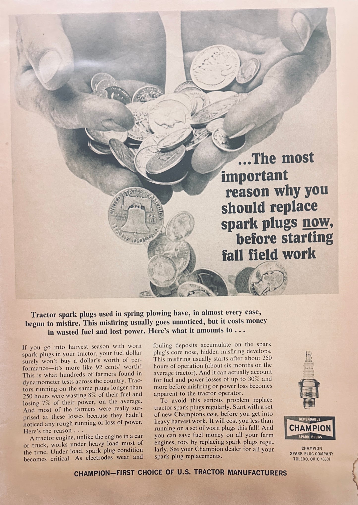 1967 Champion Tractor Spark Plugs & David Brown 1200 Tractor Ad N202