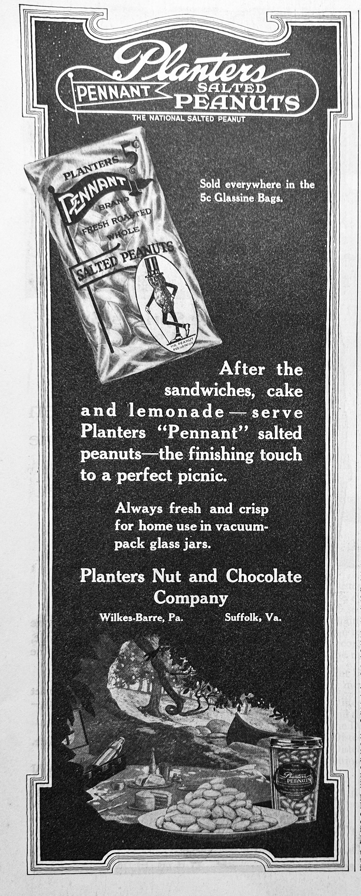 1920 Planters "Pennant" Salted Peanuts - Ad #2053