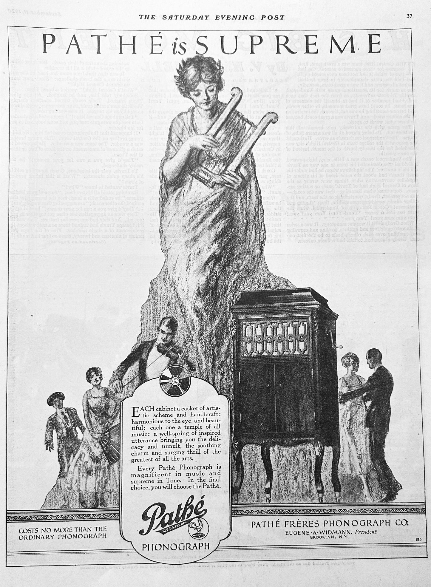 1920 Pathe Phonograph is Supreme - Ad #2050