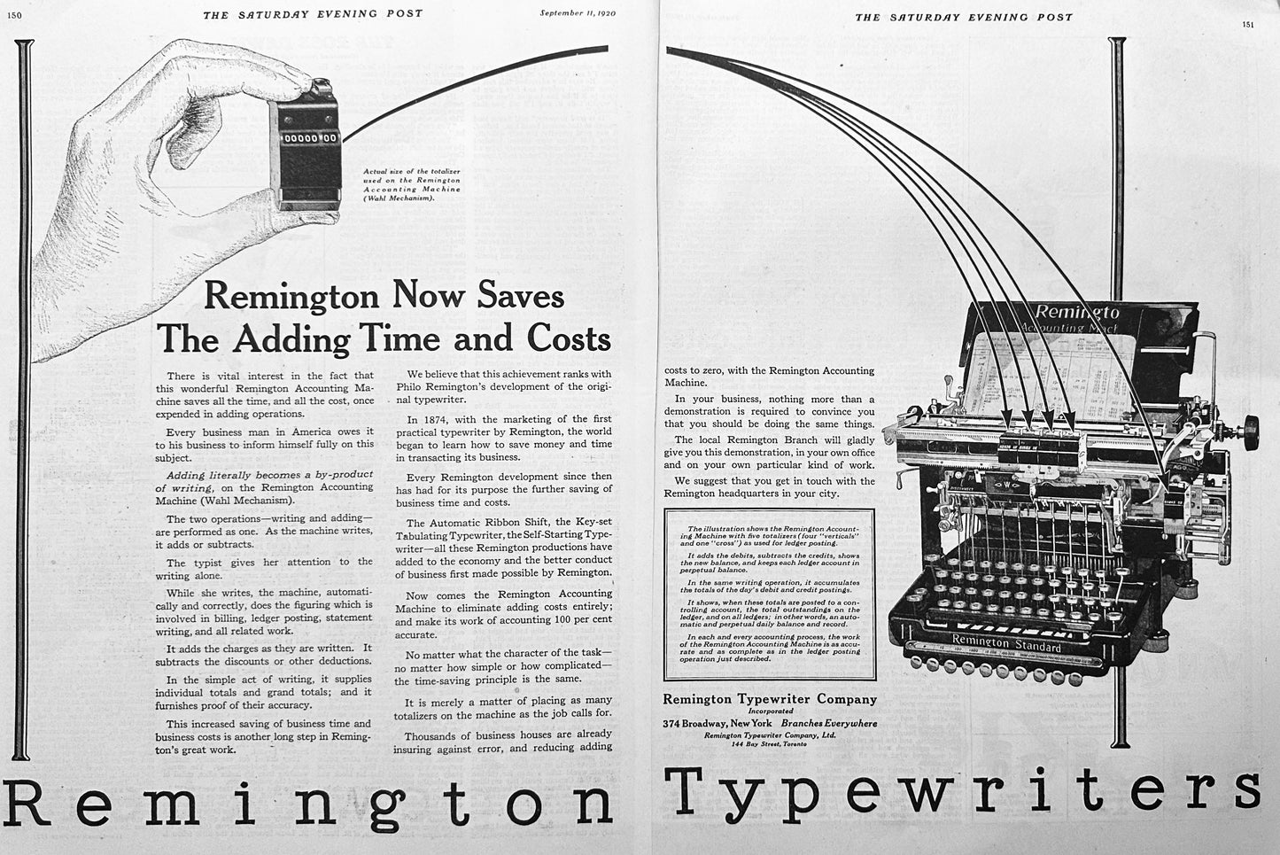 1920 2-Page Remington - Accounting Machine Advertisement #2057