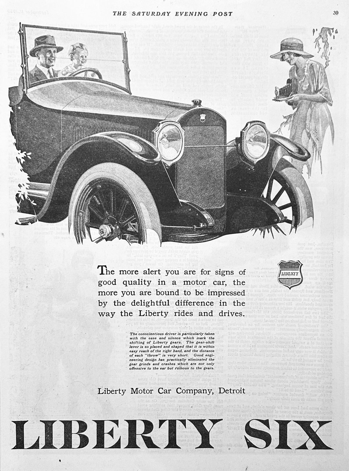 1920 Liberty Six - Motor Car Company, Detroit, MI Forgotten Marque - Ad #2046