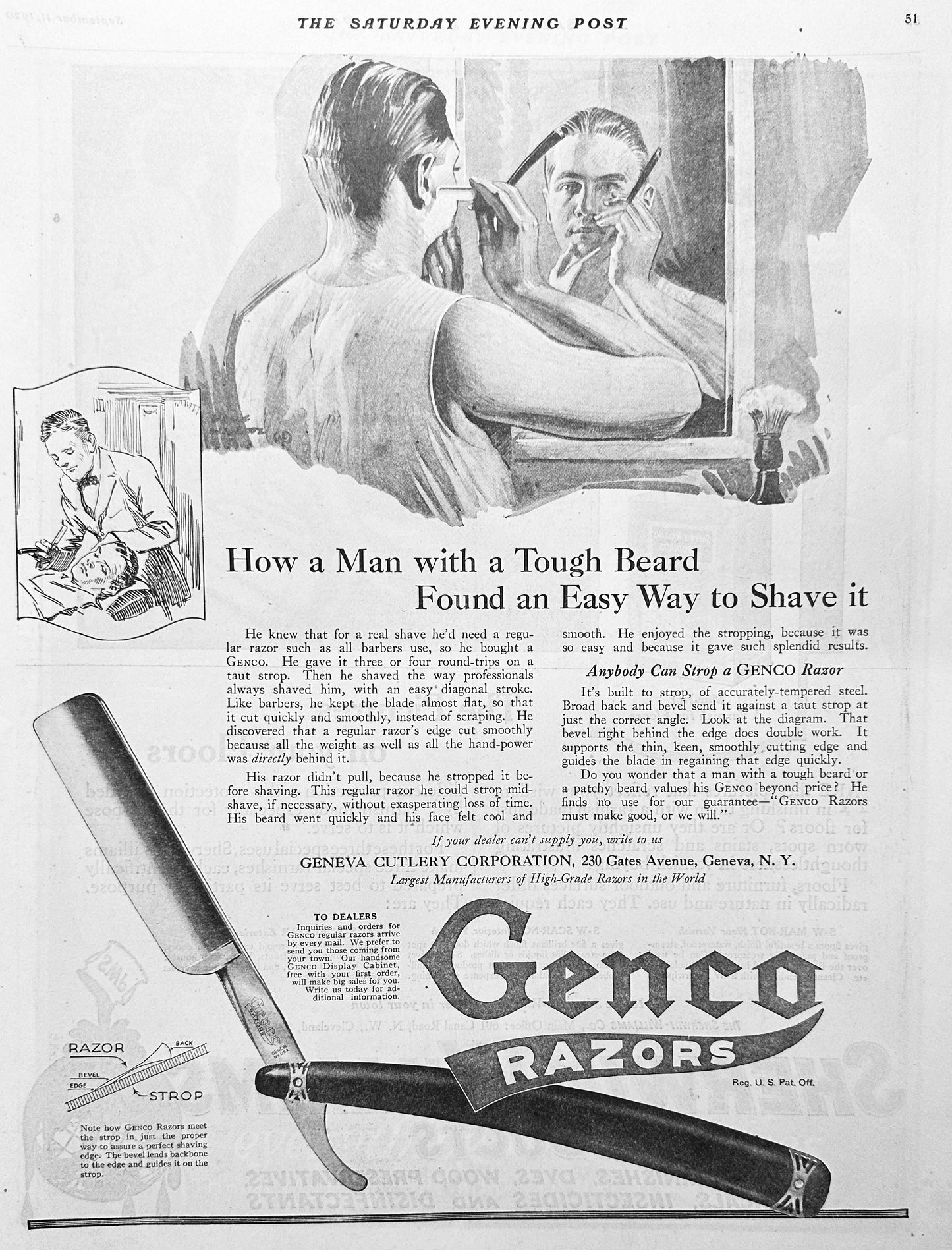1920 Genco Straight Razors - For Tough Beards Ad #2041