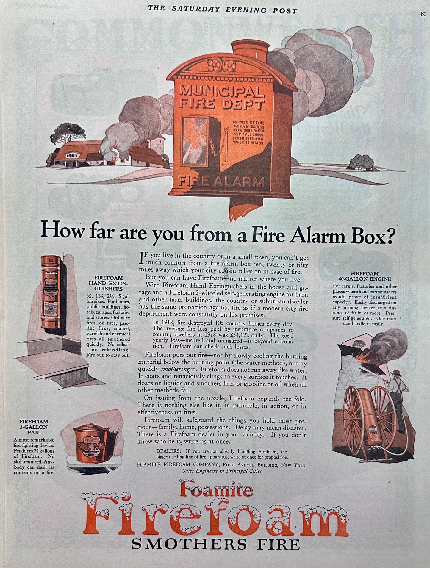 1920 Foamite Firefoam Company - Fire Extinguishers - Rare Ad #2039
